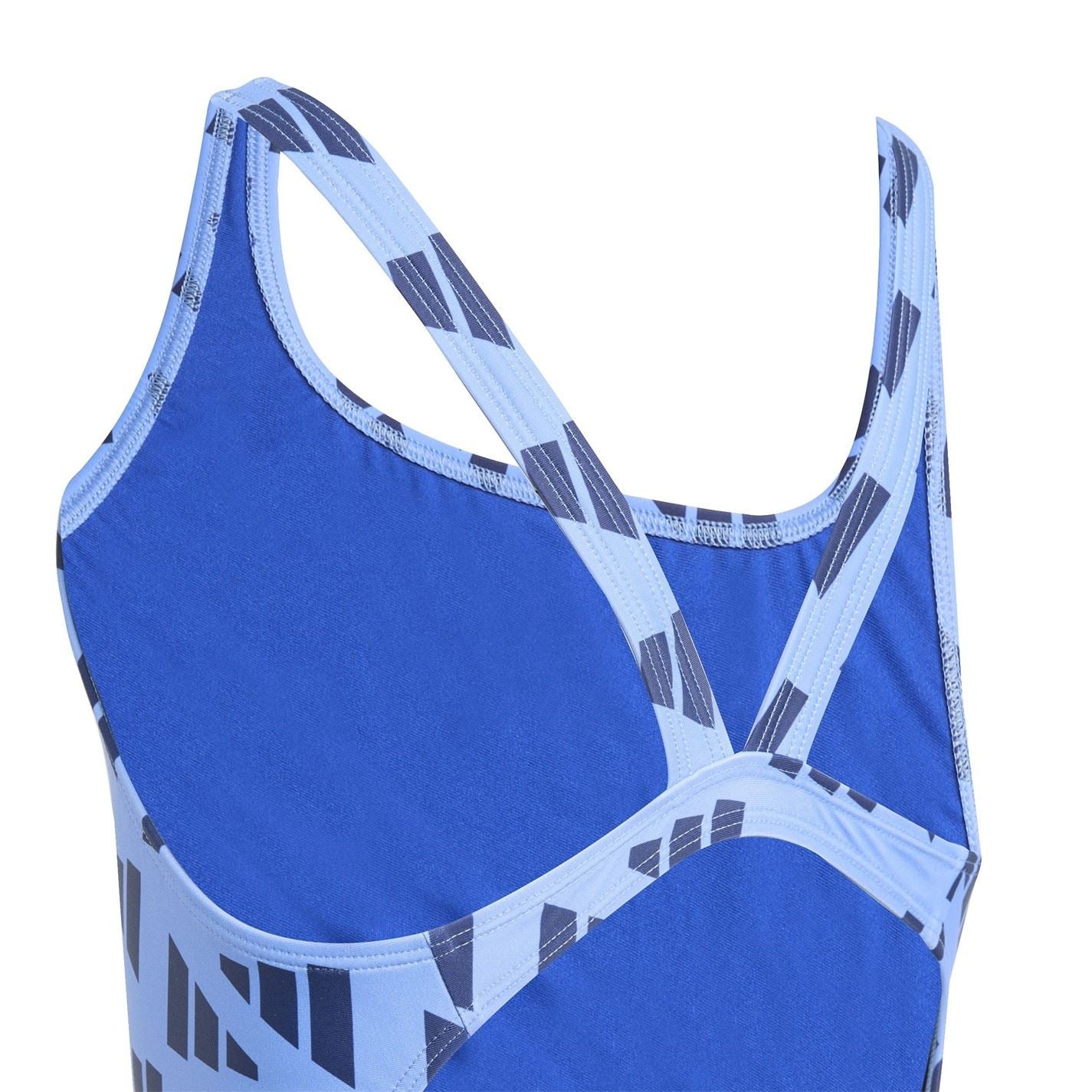 adidas Logo Graphic V Back Swimsuit Juniors