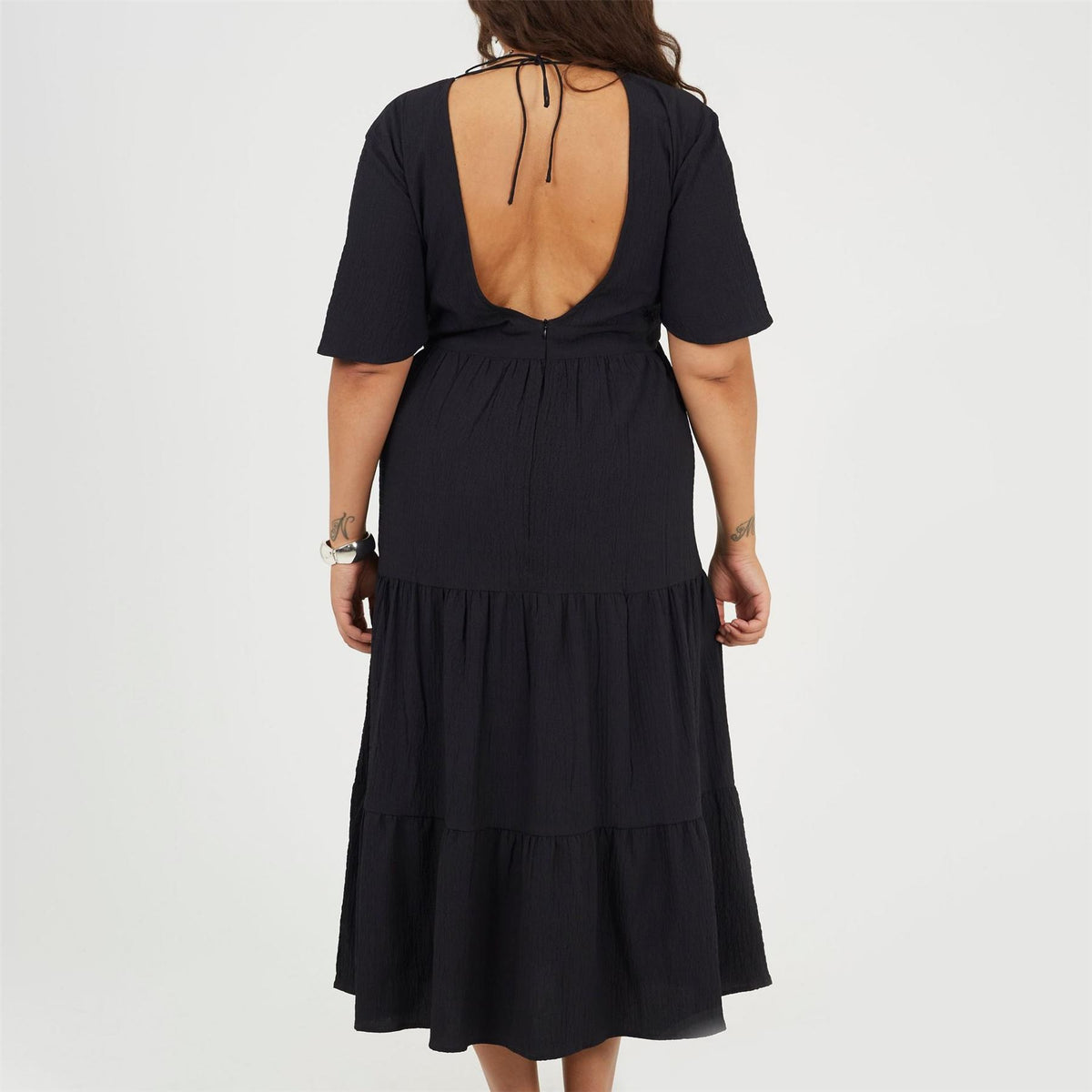 Brave Soul Plus Size Midi Dress With Tie Detail