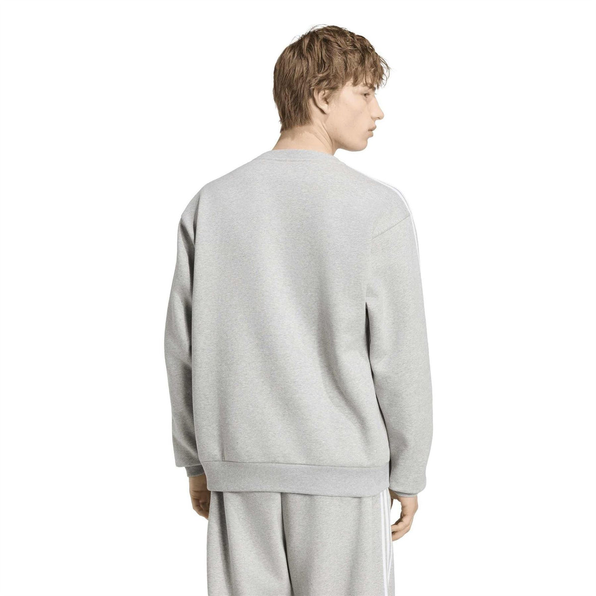 adidas Mens Essentials Crew 3 Stripes Pullover Sweatshirt