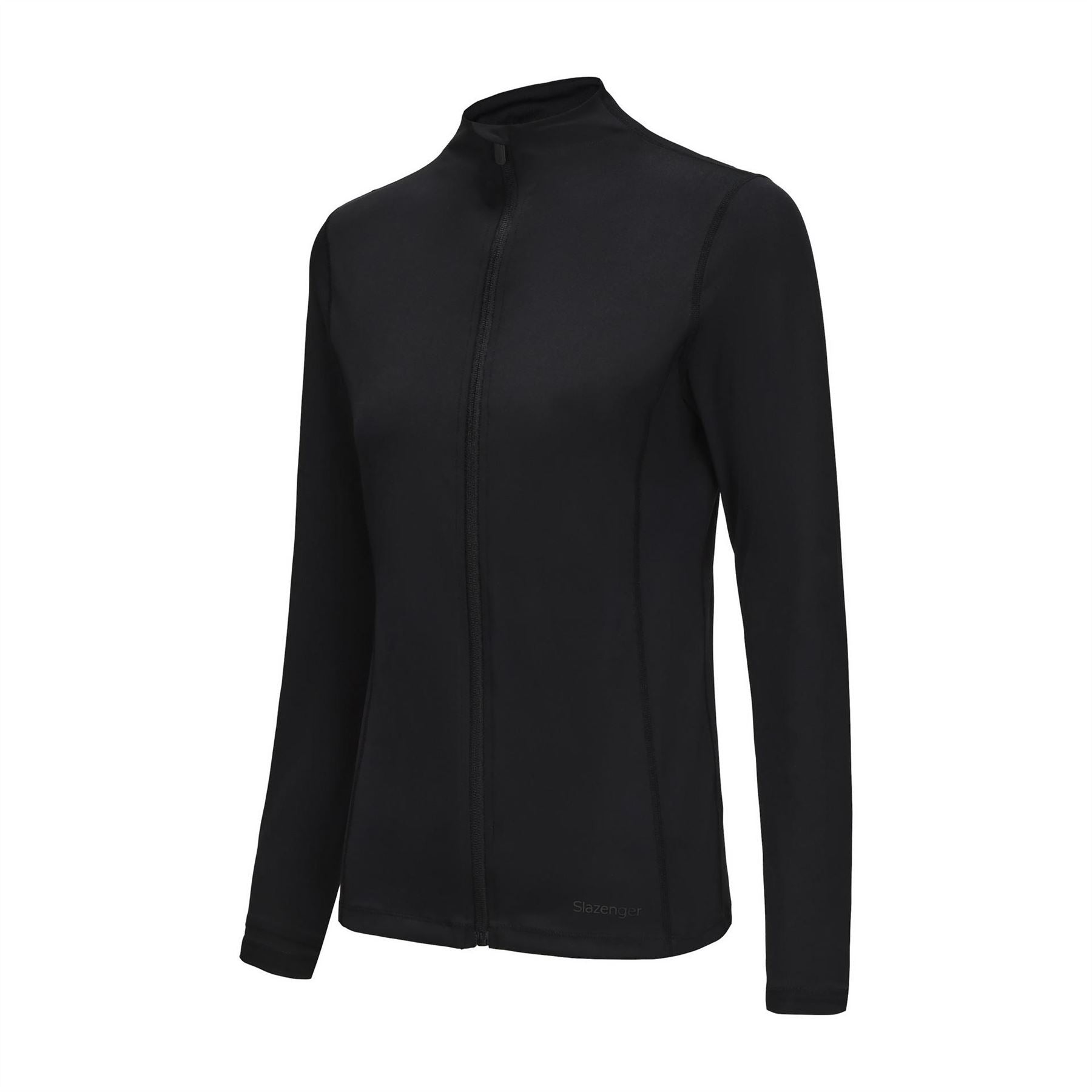 Slazenger Fitness Solid Patterned Full Zipper Band Collared Track Jacket