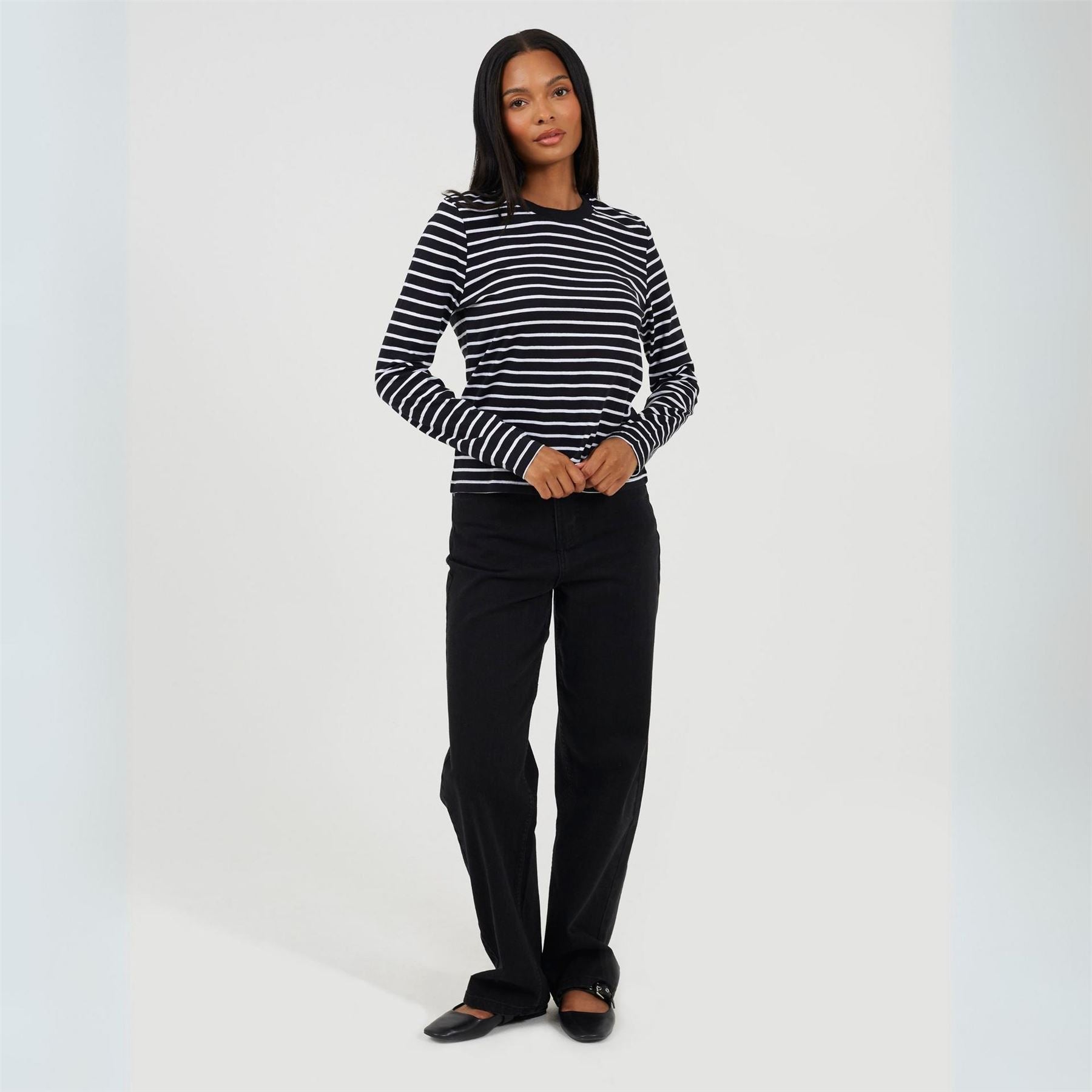 Brave Soul Striped Crew Neck Long Sleeve T-Shirt