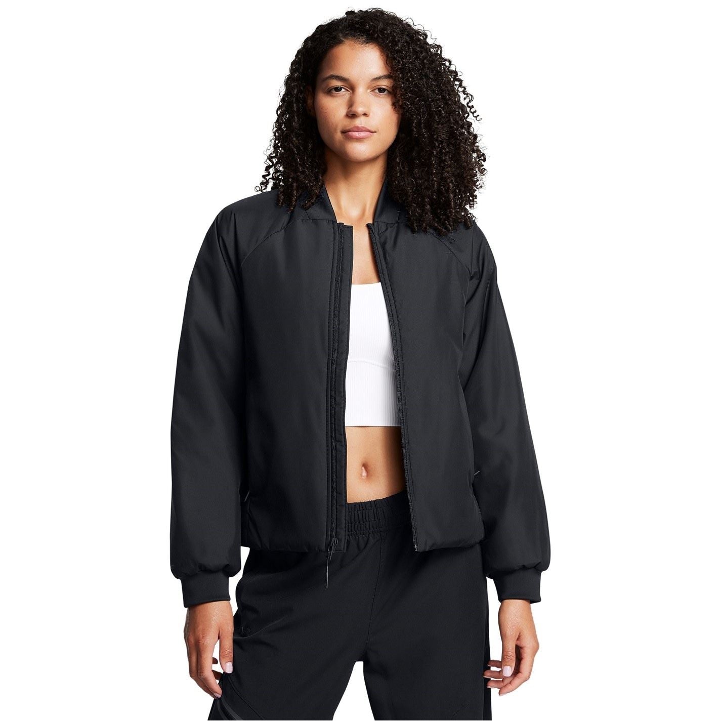 Under Armour Unstoppable Snap Button Mock Neck Ribbed Cuff Bomber Jacket