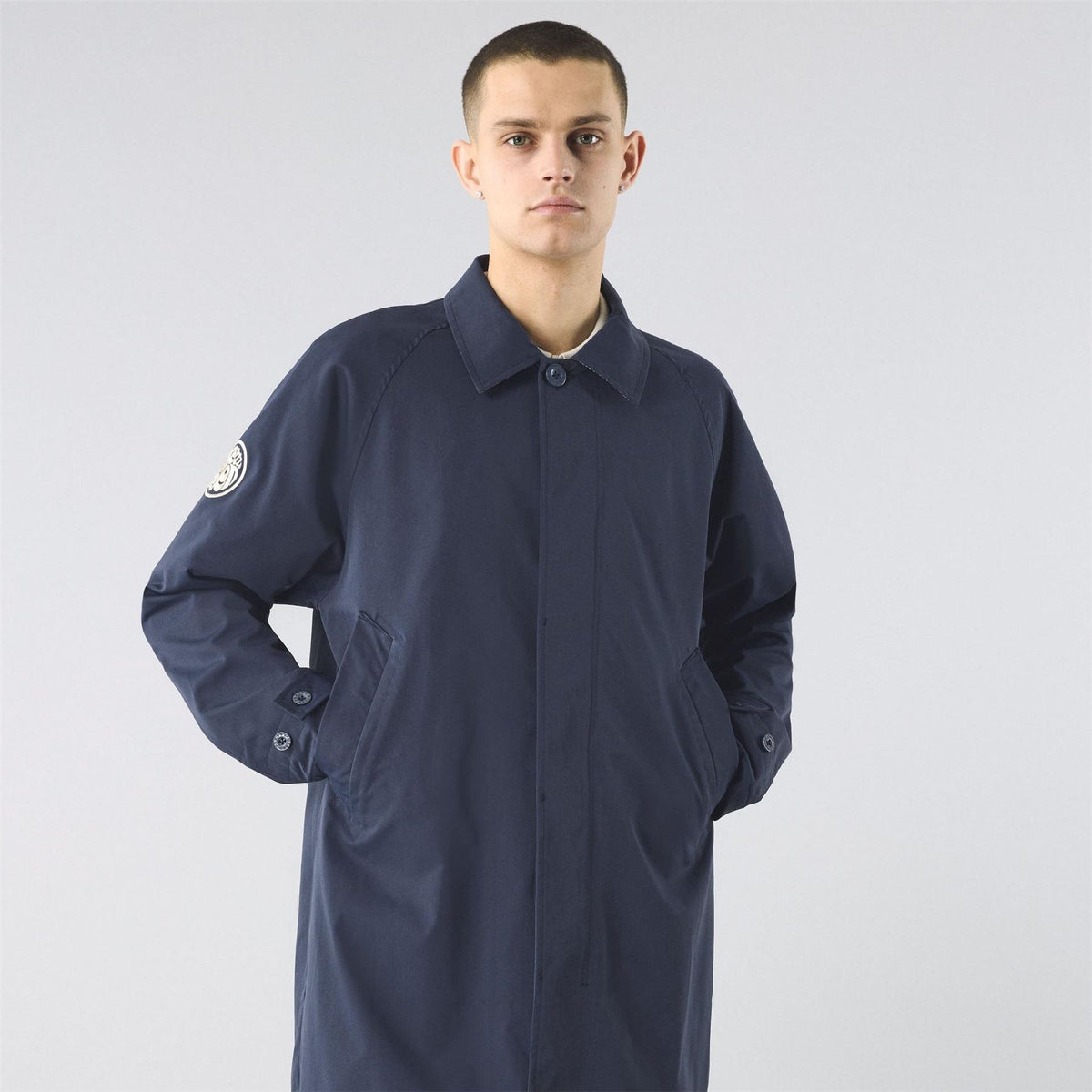 Pretty Green Concealed Buttons Plaquette Mac Coat