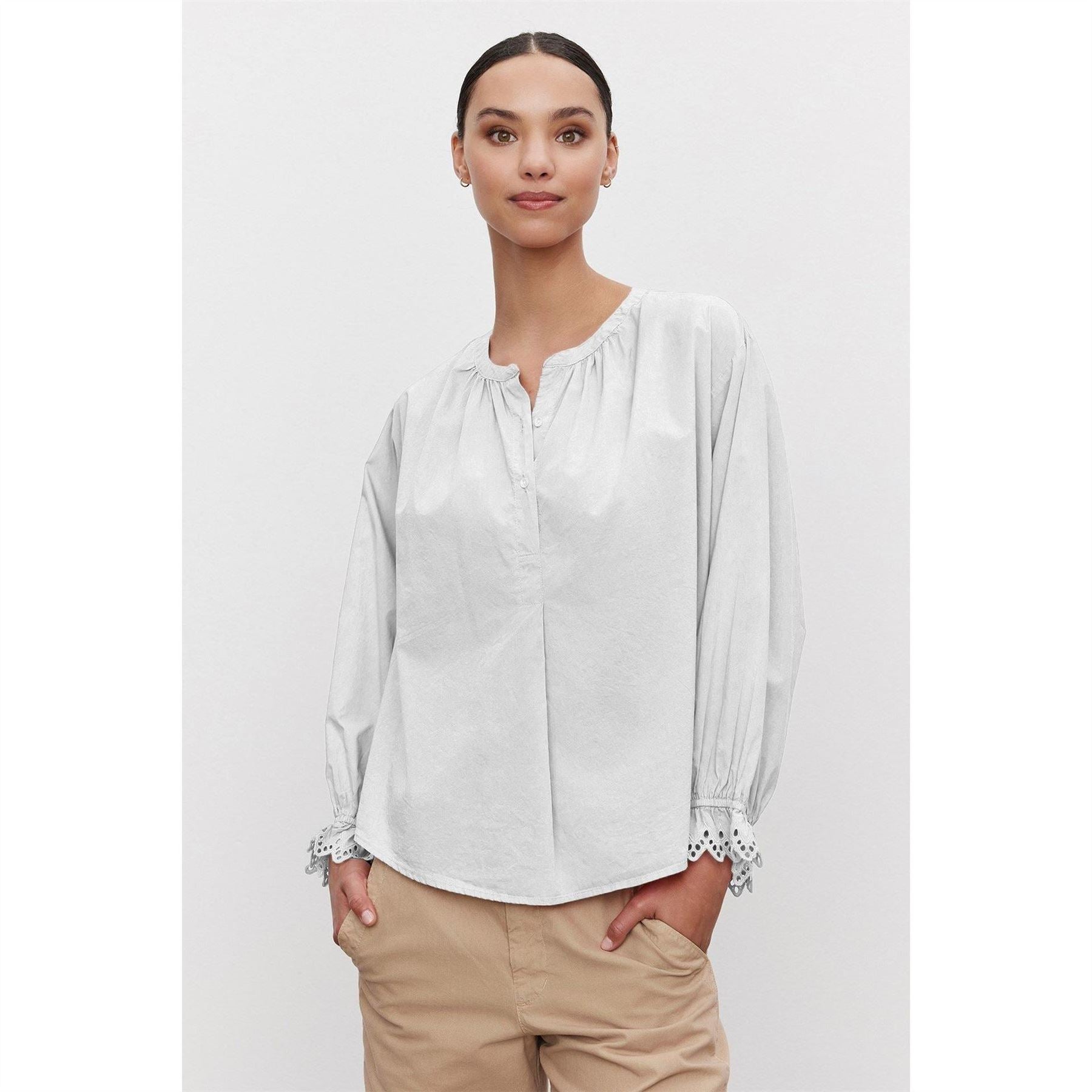 Velvet by Graham and Spencer Regular Fit Bishop Sleeve Blouse