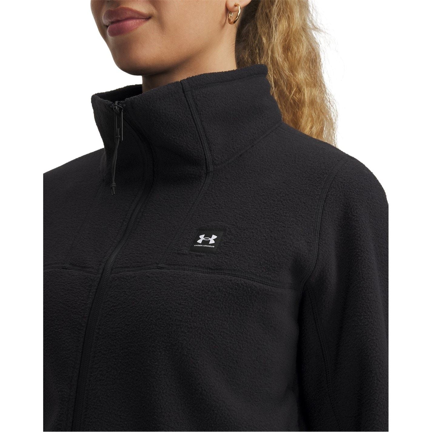 Under Armour Solid Patterned Hooded Neck Ribbed Cuff Fleece Jacket