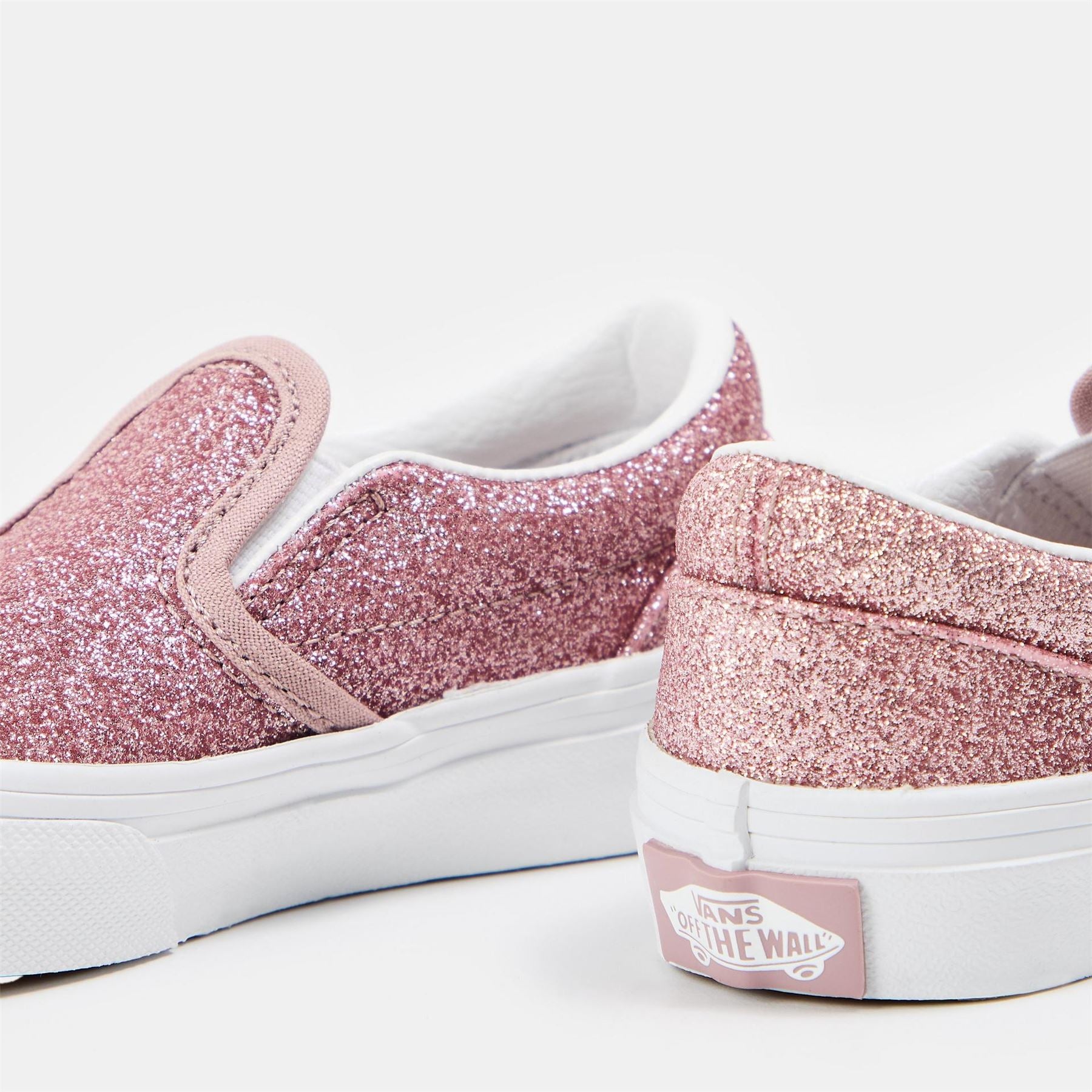 Vans Kids Glitter Rose Gold Slip On Canvasas Trainers