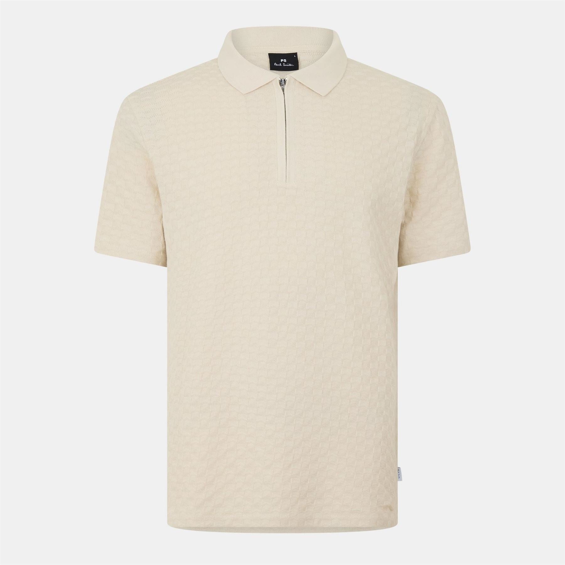 PS Paul Smith Zipped Waffle Short Sleeve Polo Shirt