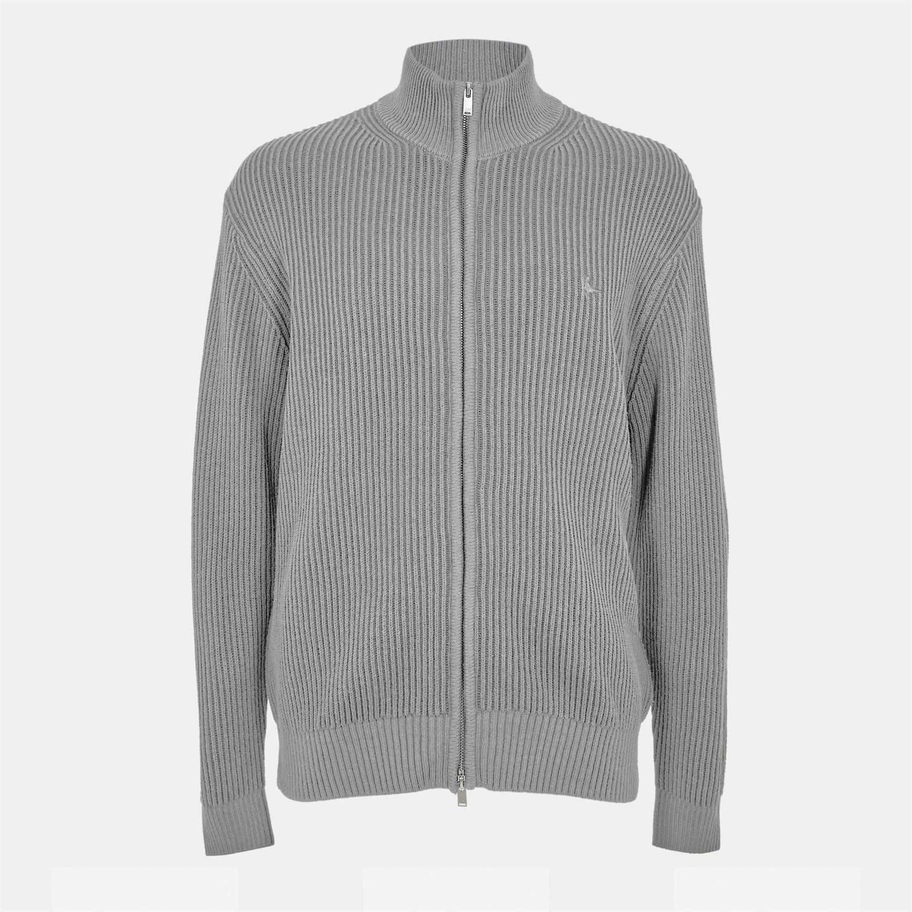 Jack Wills Mens Rib Zip Funnel Cardigan Sweaters