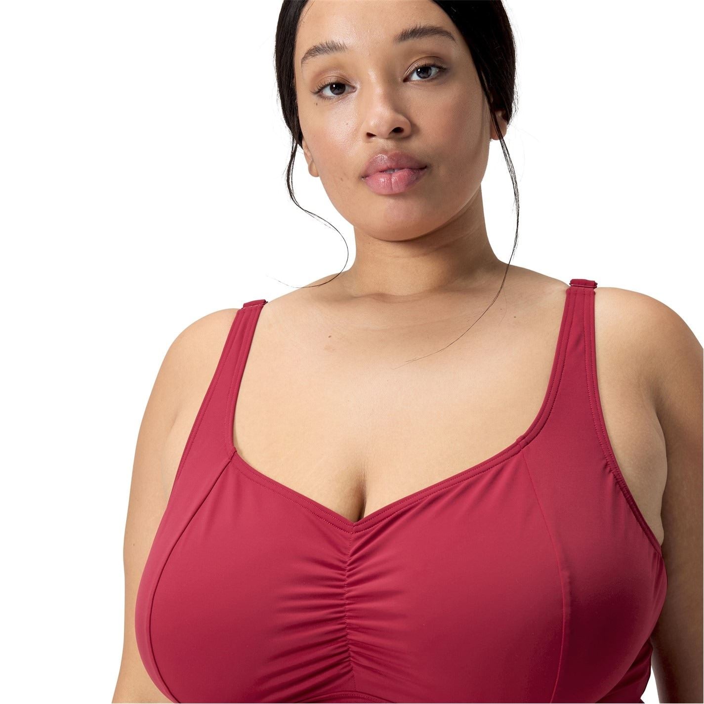 Speedo V-Neck Cinched One Piece Swimsuit