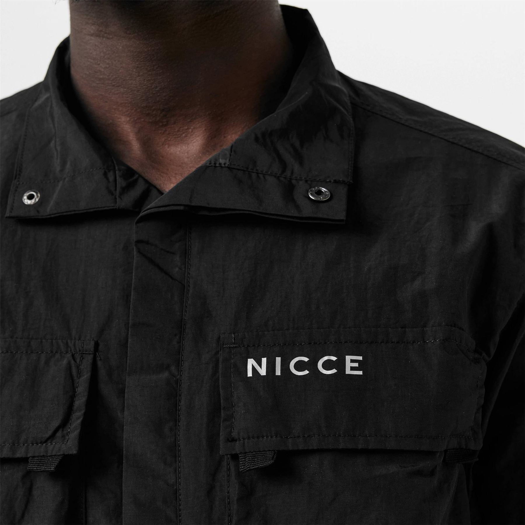 Nicce Statlo Relaxed Fit Overshirt with Front Pocket