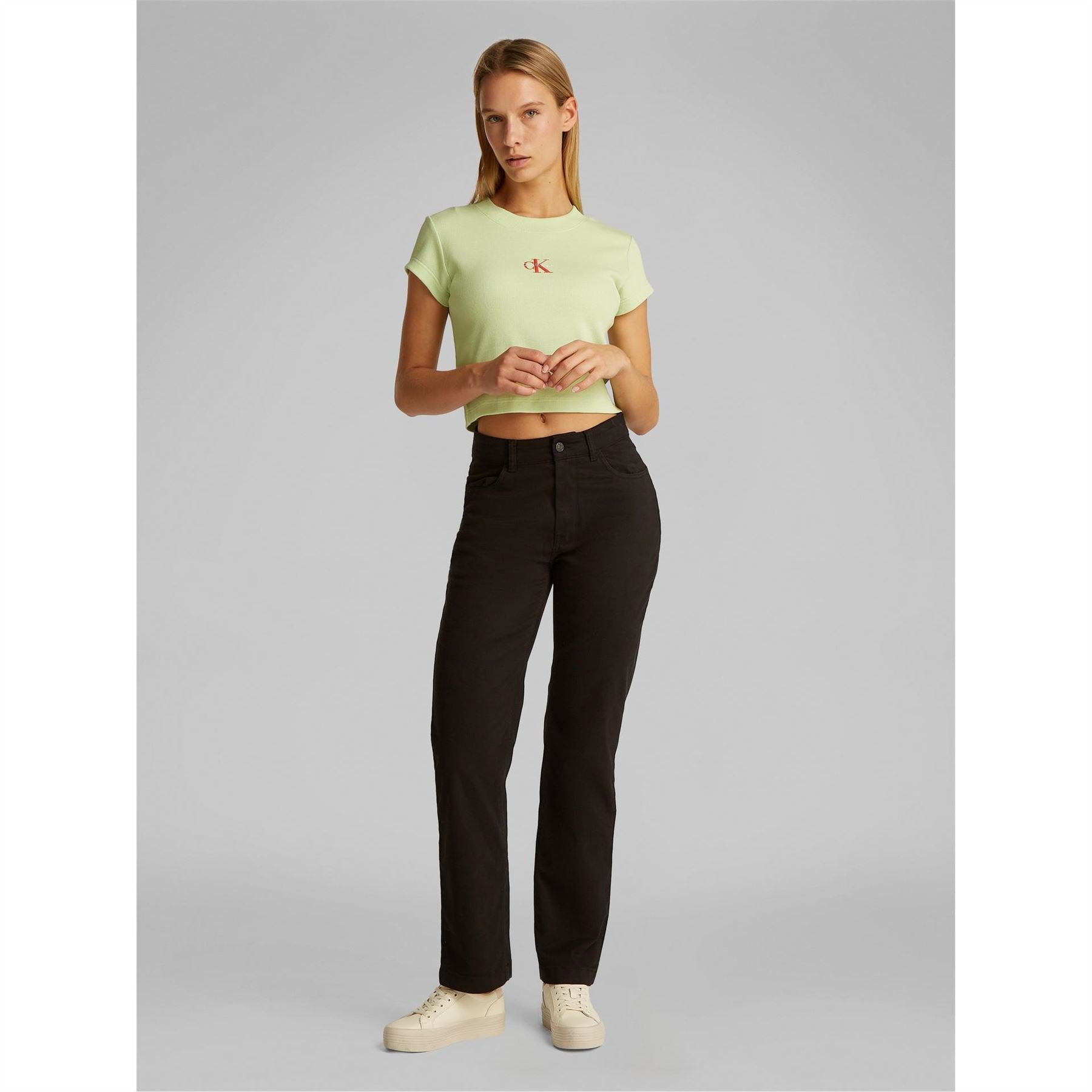 Calvin Klein Jeans Cropped Slim Fit Crew Neck T-Shirt