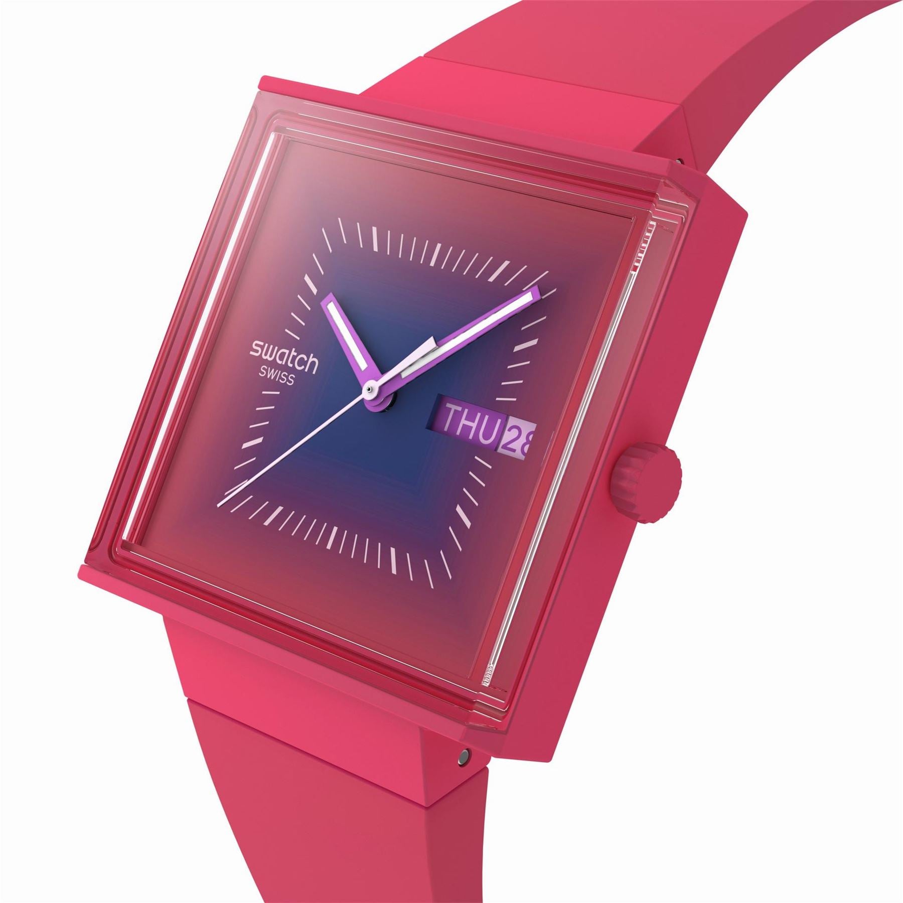 Swatch Squarely 53 Fashion Rubber Bracelet Analogue Watch