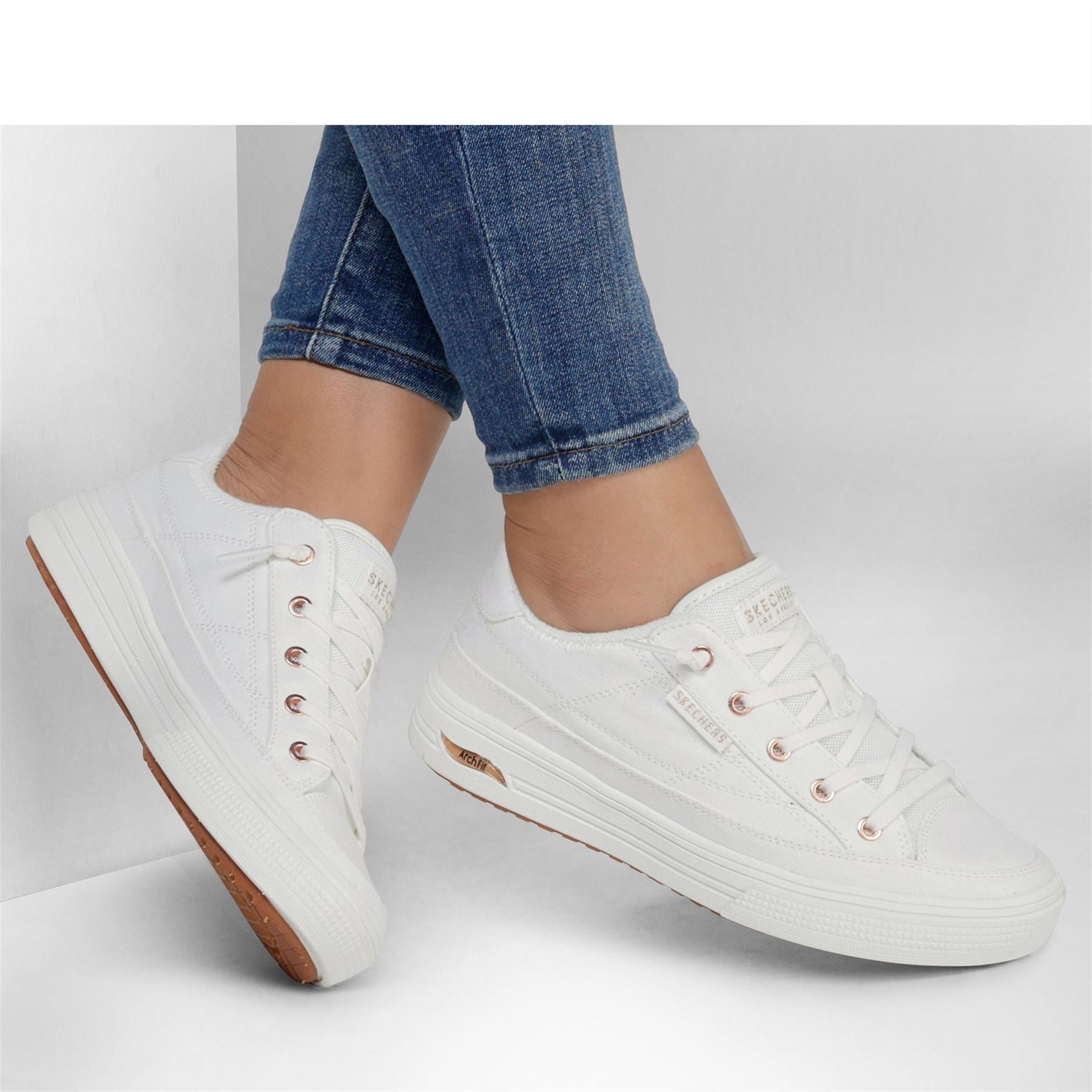 Skechers Womens Fit Arcade Meet Ya There Canvasas Trainers