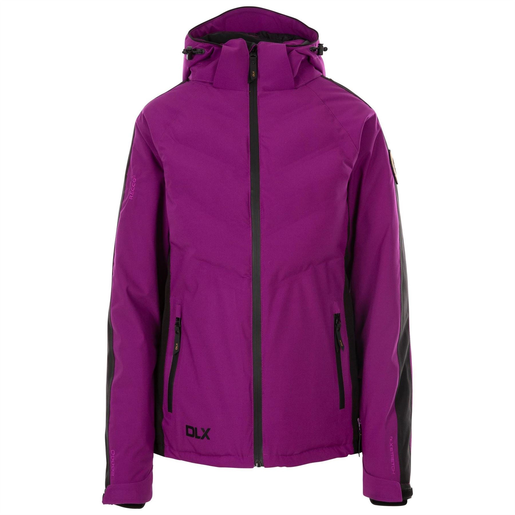 DLX Gabriella Hooded Solid Patterned Ski Jacket