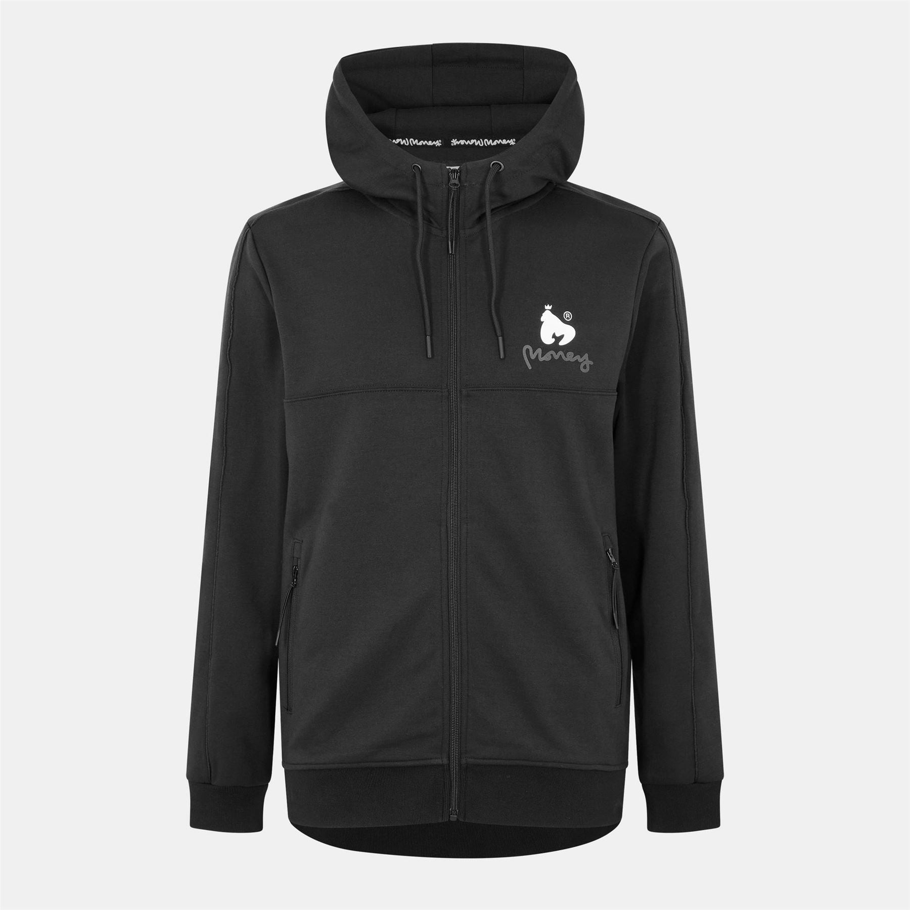 Money Metro Solid Patterned Hooded Ribbed Cuff Sweat Jacket