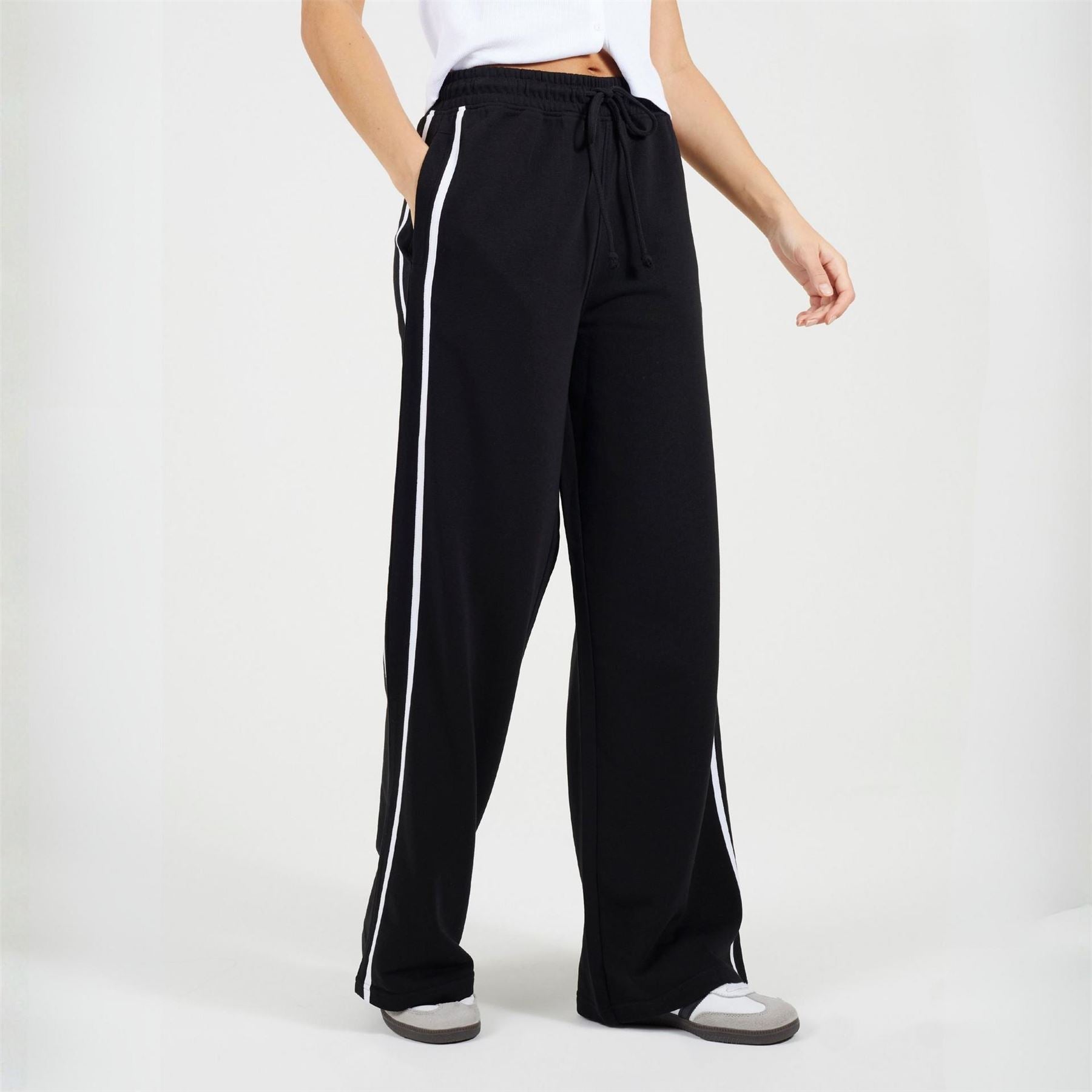 Brave Soul Womens Wide Leg Jogger With Side Stripe Detail