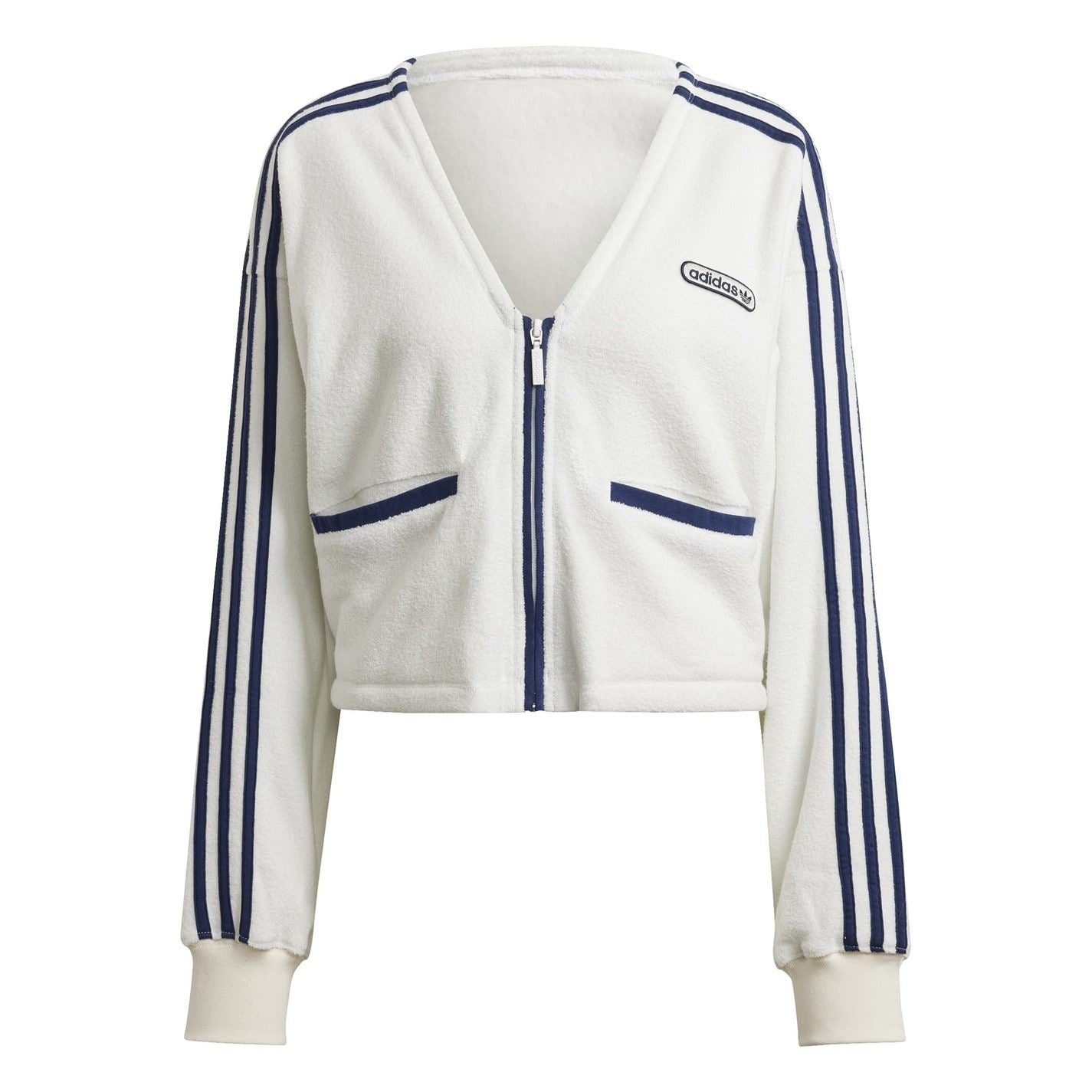 adidas Originals Cropped V-Neck Zipped Long Sleeve Cardigan