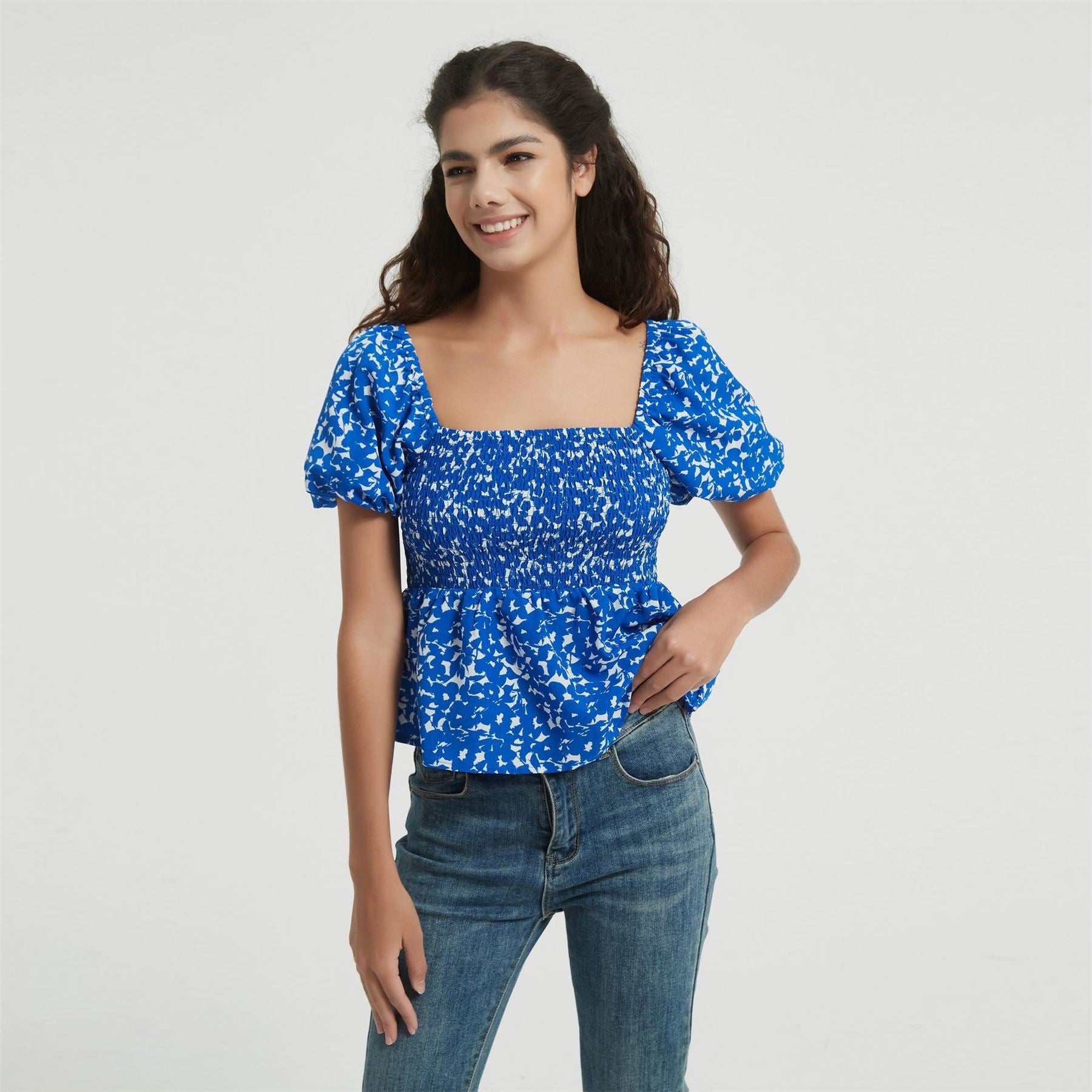 Be You Square Neck Regular Fit Short Sleeve Blouse