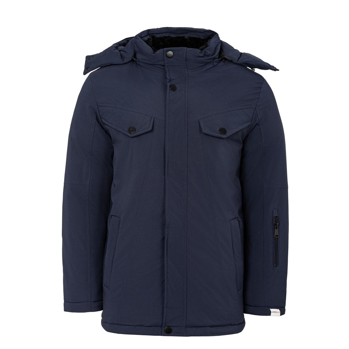 Lee Cooper Solid Patterned Hooded Snap Button Ribbed Cuff Puffer Jacket