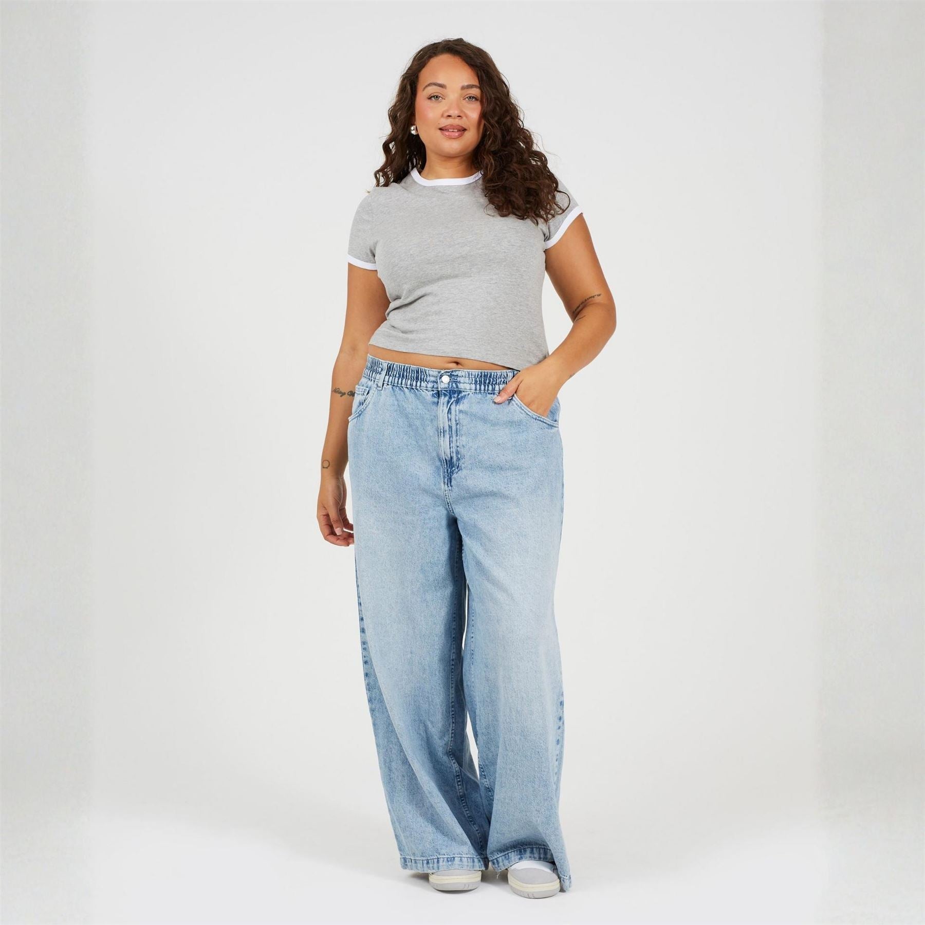Brave Soul Plus Size Short Sleeve T Shit With Contrast Neck And Sleeve Rib