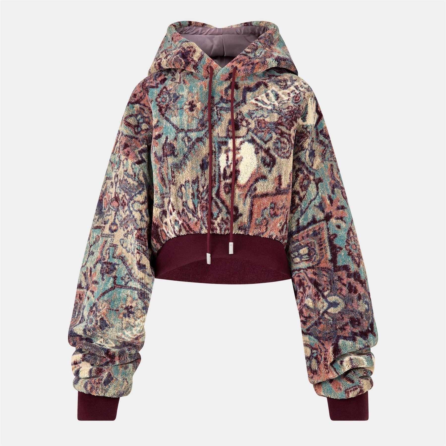 Off White Cropped Hooded Relaxed Fit Sweatshirt