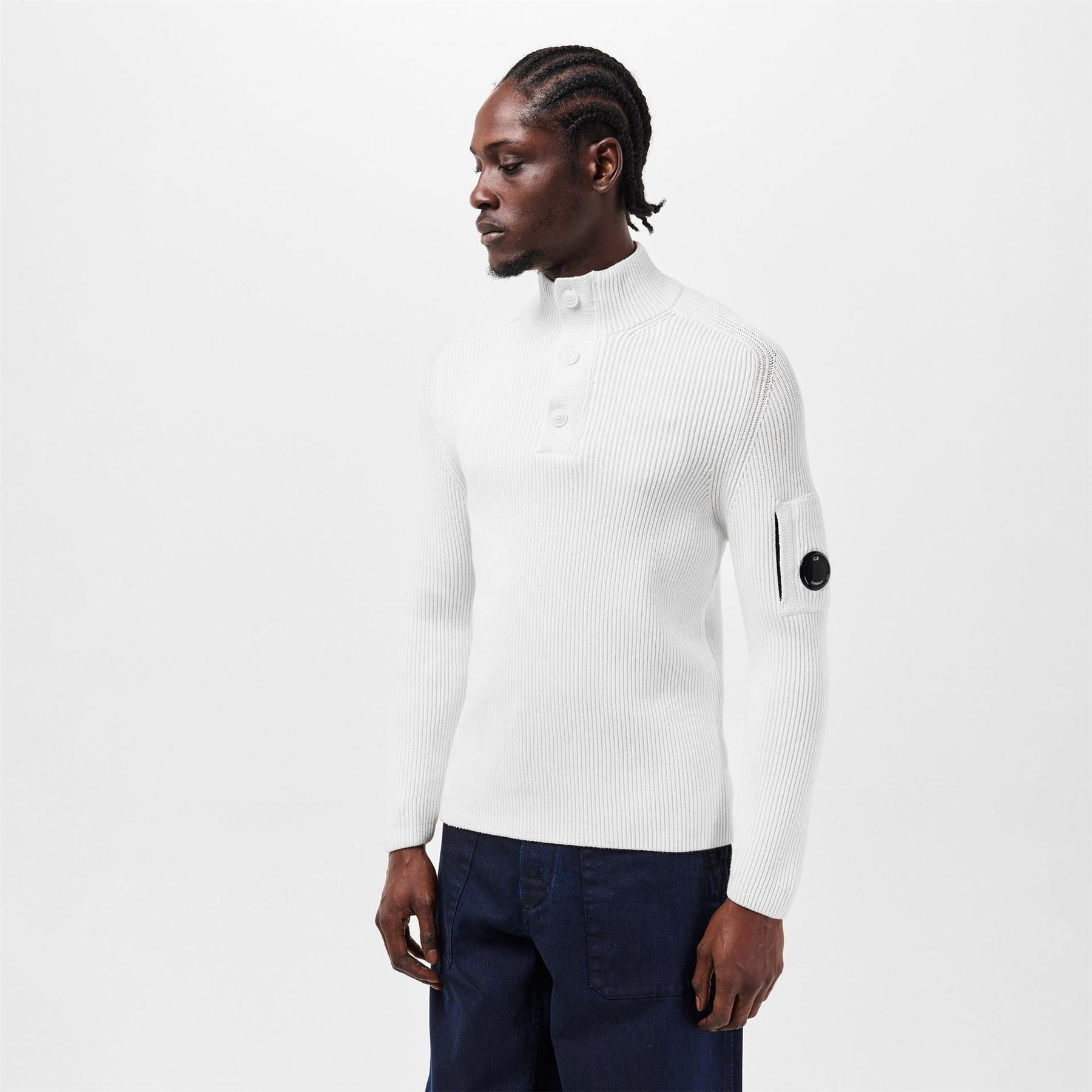 CP Company Quarter Button Knitted Turtle Neck Jumper