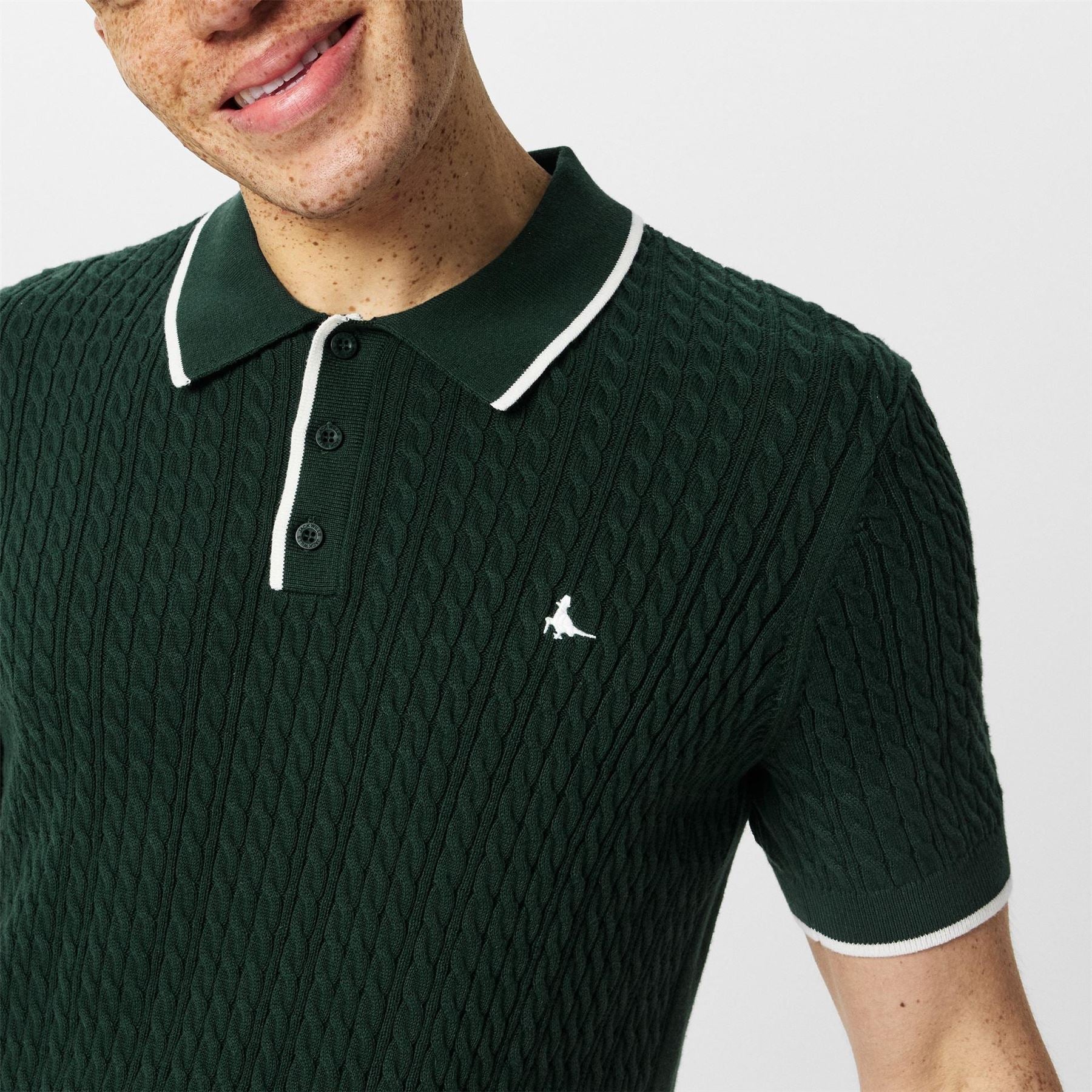 Jack Wills Jw Braid Knitted Short Sleeve Polo Shirt