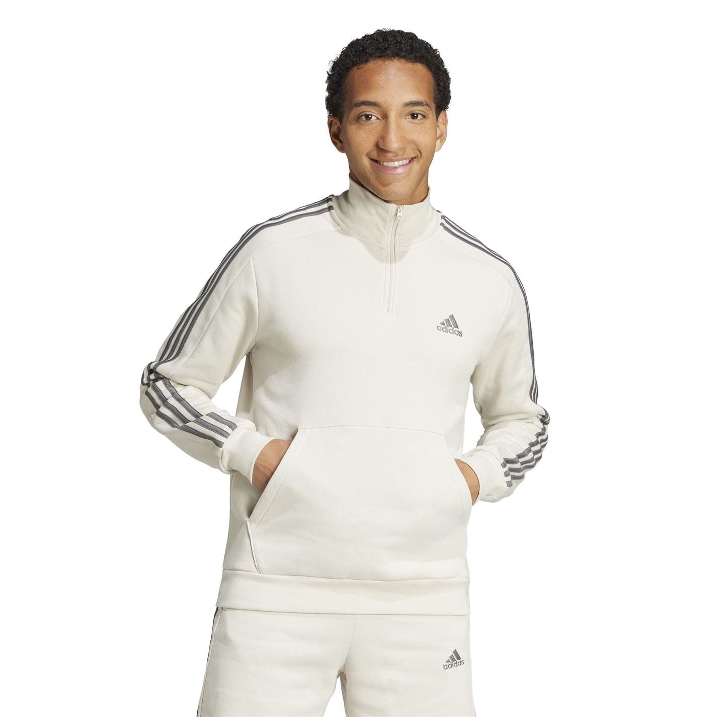adidas Mens 3 Stripe Zip Top