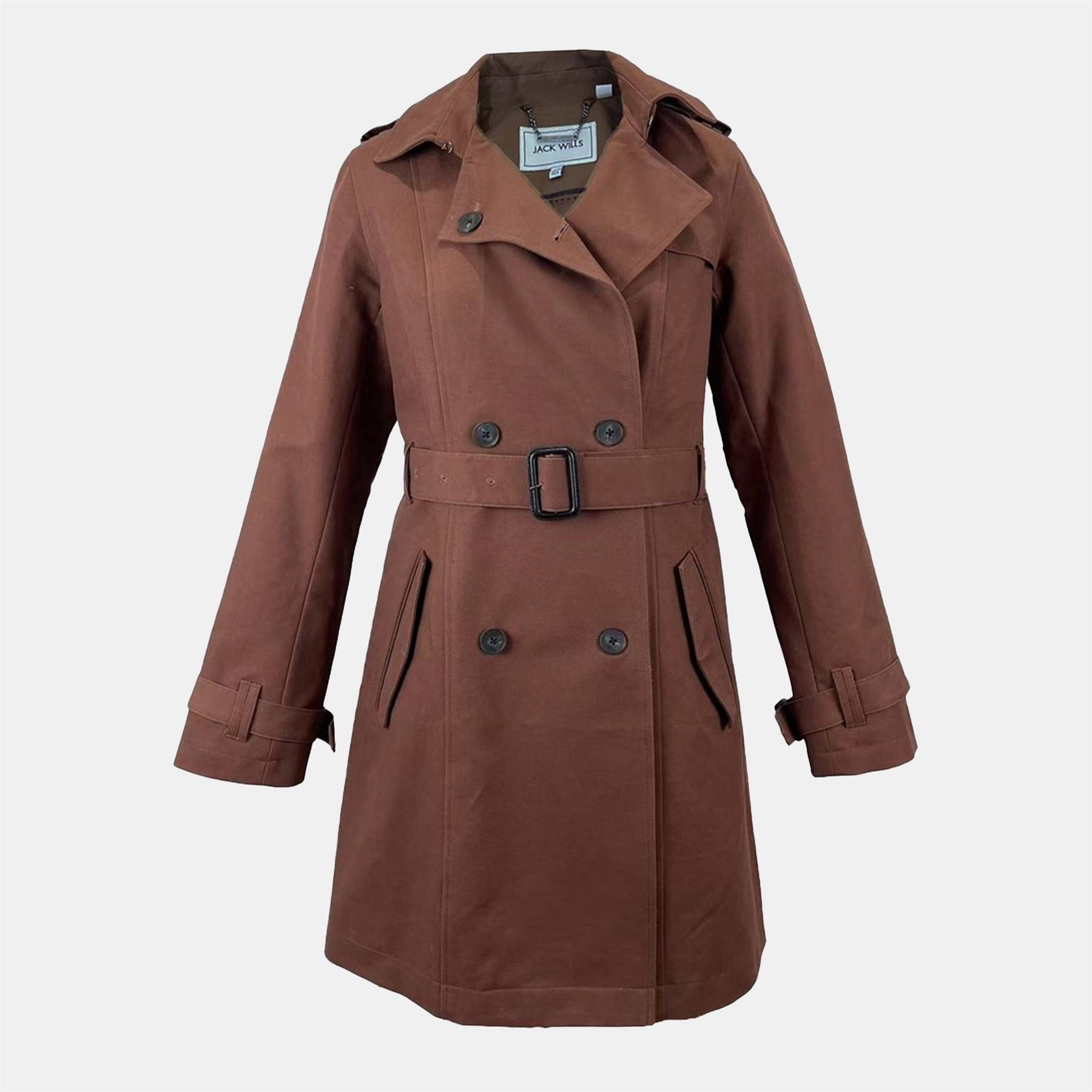 Jack Wills  Double Breasted Cotton Water Resistant Mid Length Trench Coat