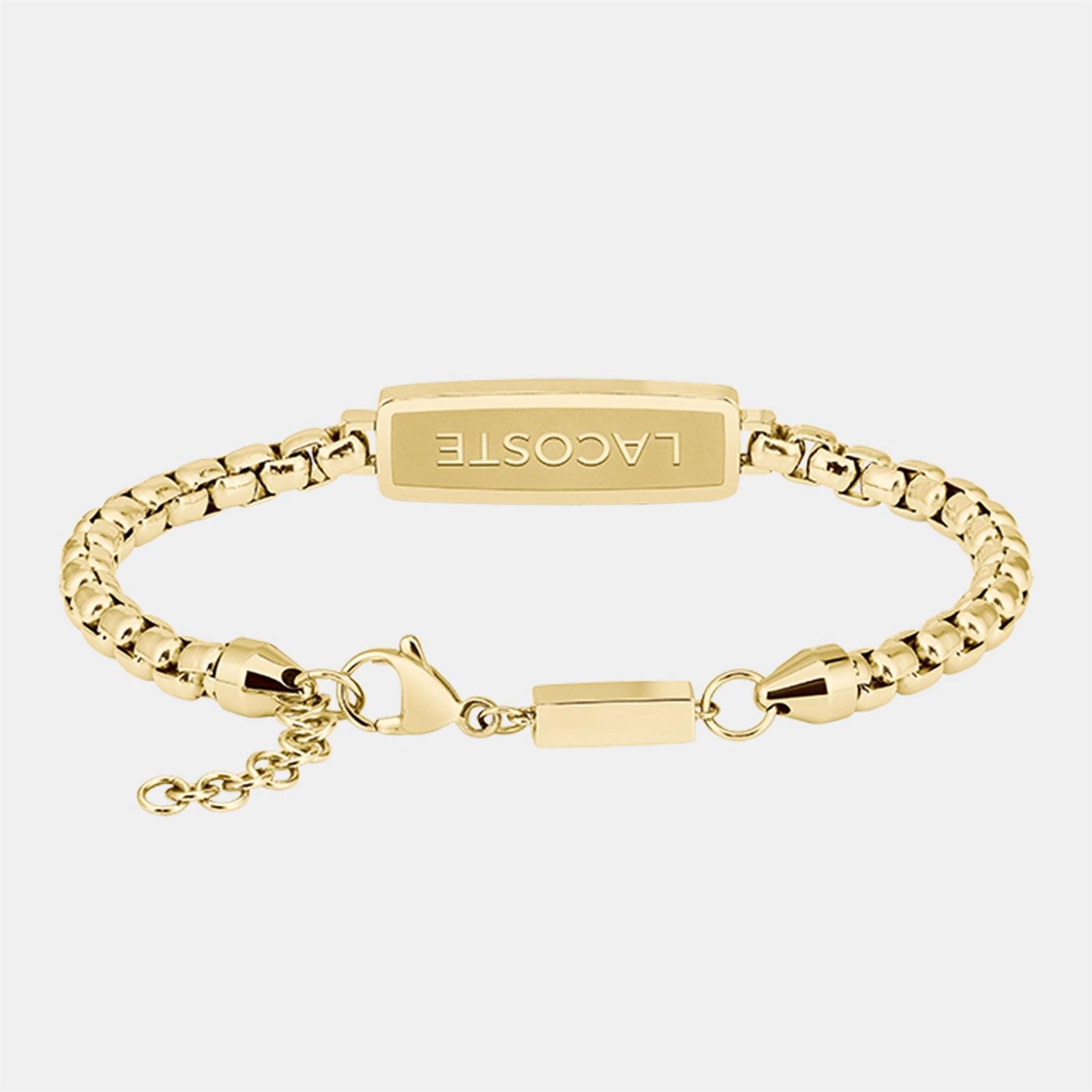 Lacoste Mens District Gold Ip Reversible Pendant Bracelet