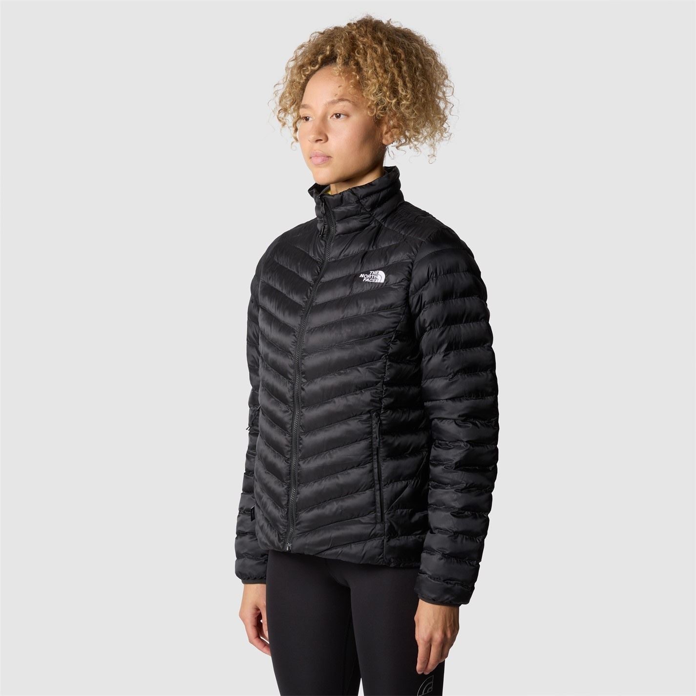 The North Face Womens Huila Solid Patterned Ribbed Cuff Puffer Jacket