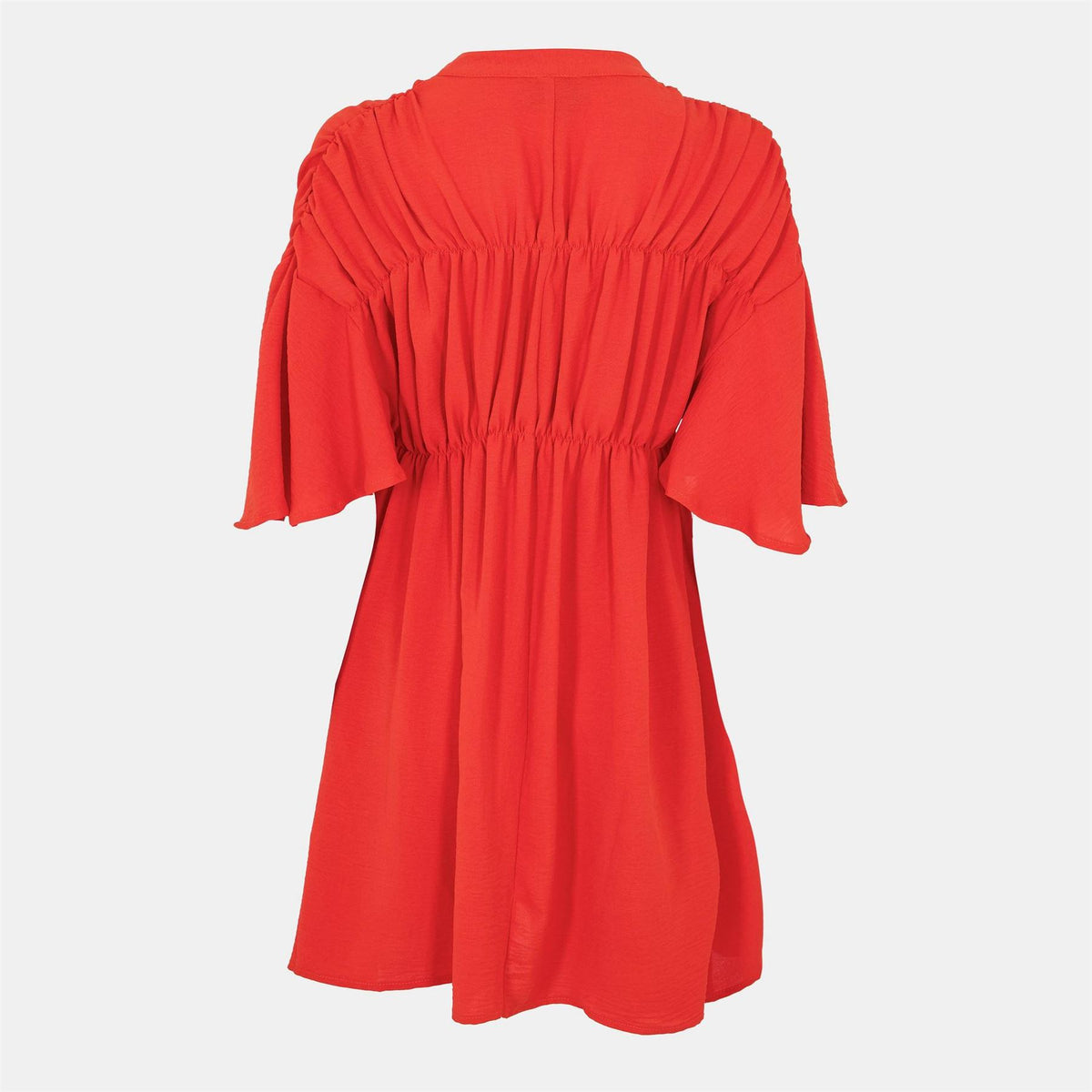 AX Paris Orange Button Up Ruched Detail Smock Dress