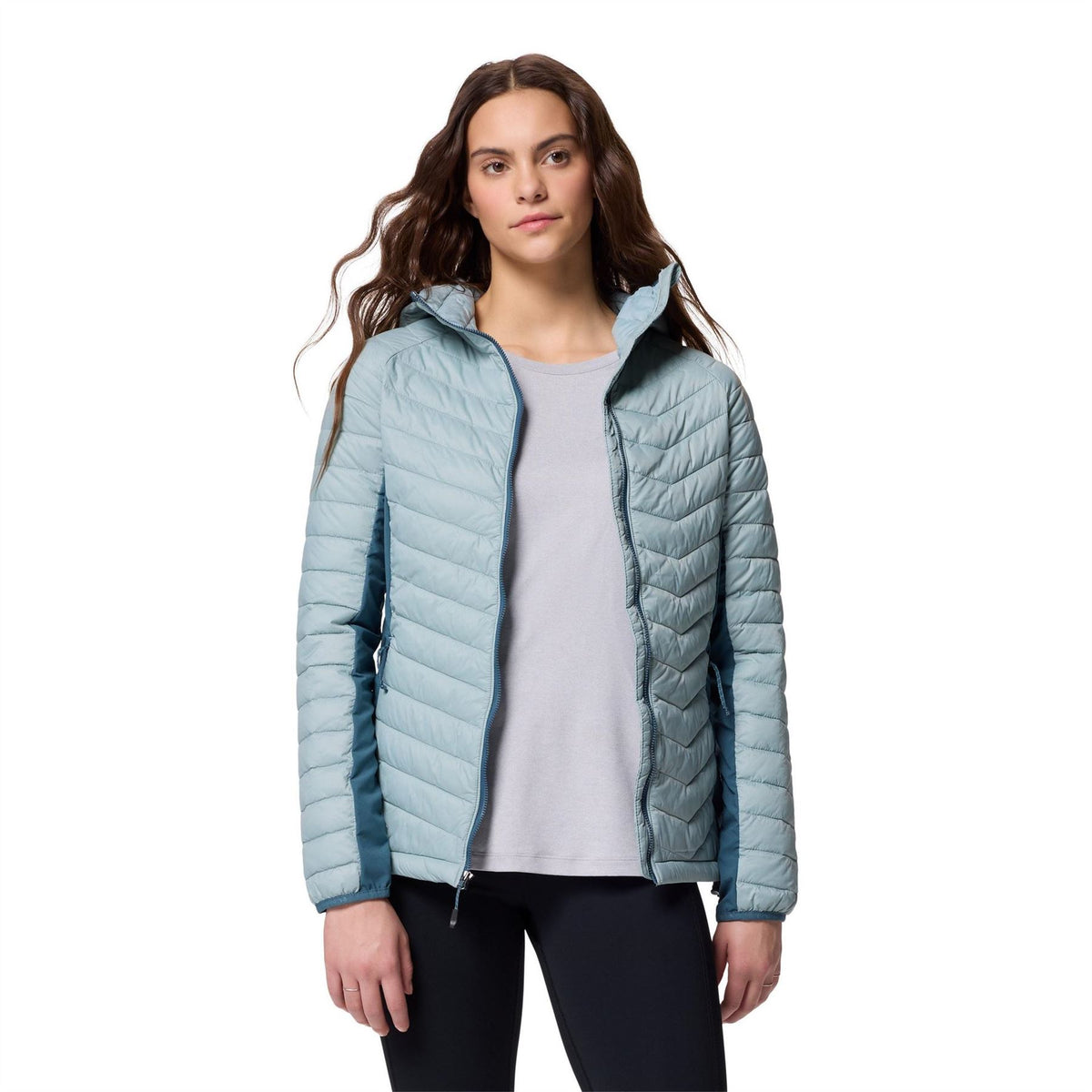 Columbia Solid Patterned Hooded Hybrid Jacket