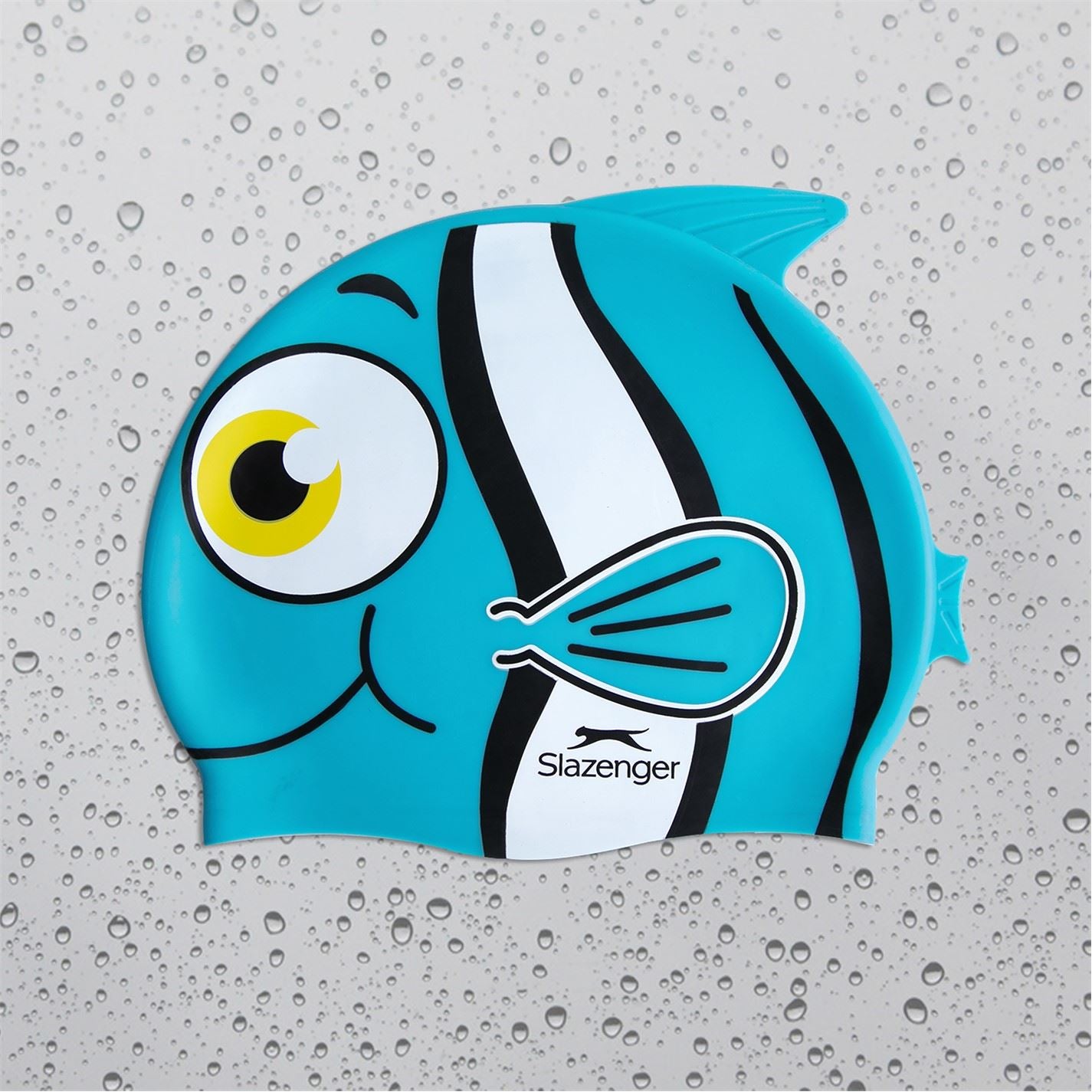 Slazenger Fish Print Silicone Swimming Cap Childrens
