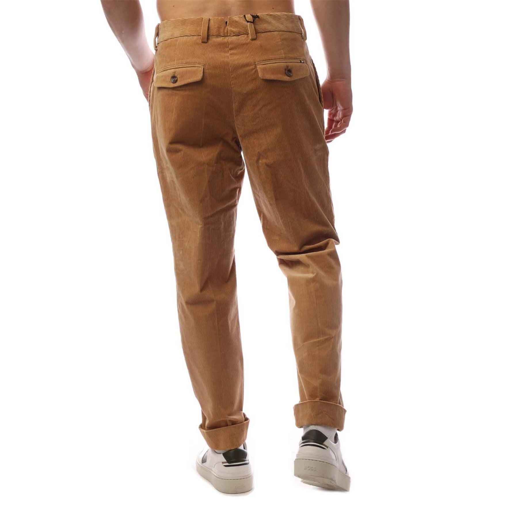 Boss Perin Solid Patterned Roll Up Cuff Trousers