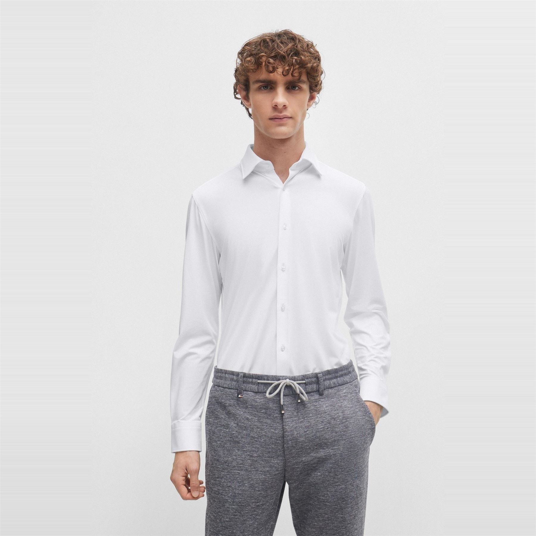 Boss Point Collar Long Sleeve Regular Fit Oxford Shirt