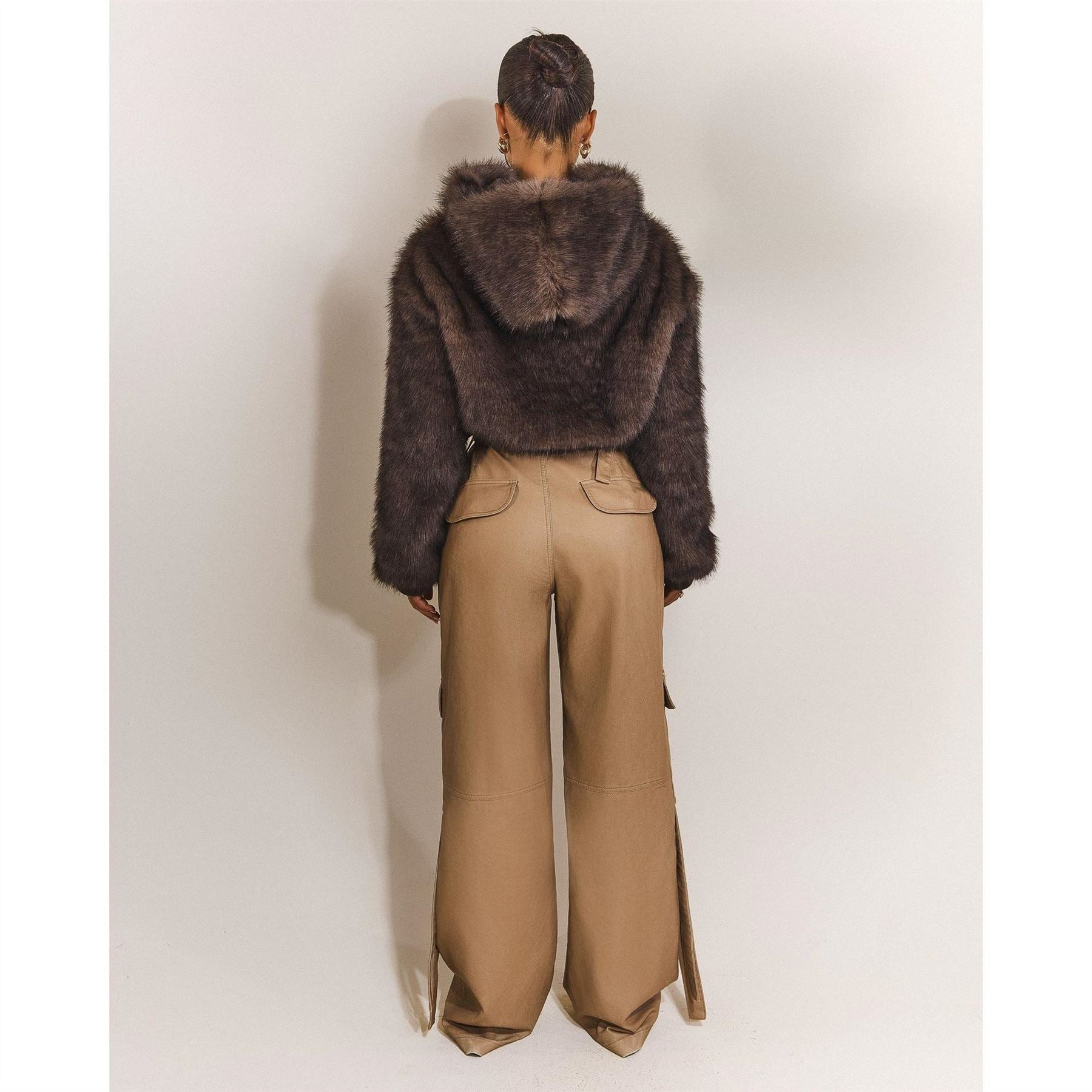 Mars The Label Monroe Solid Patterned Hooded Ribbed Cuff Bomber Jacket