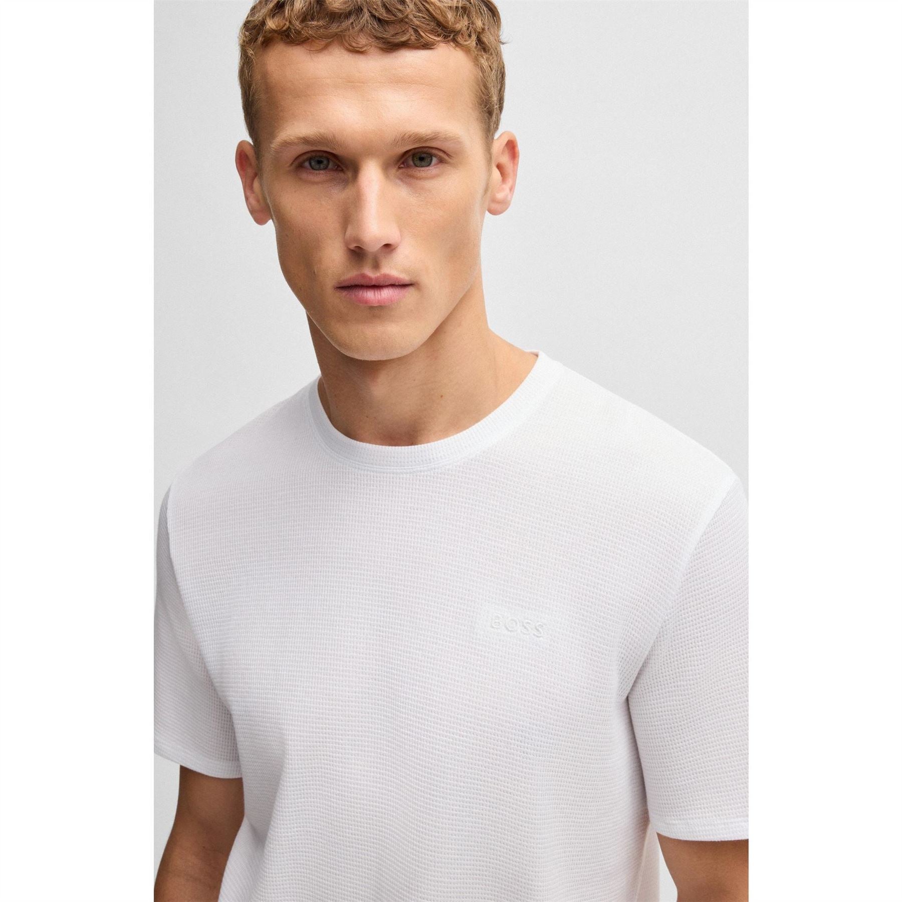 Boss BOSS Bodywear Waffle T Shirt with Structured Design