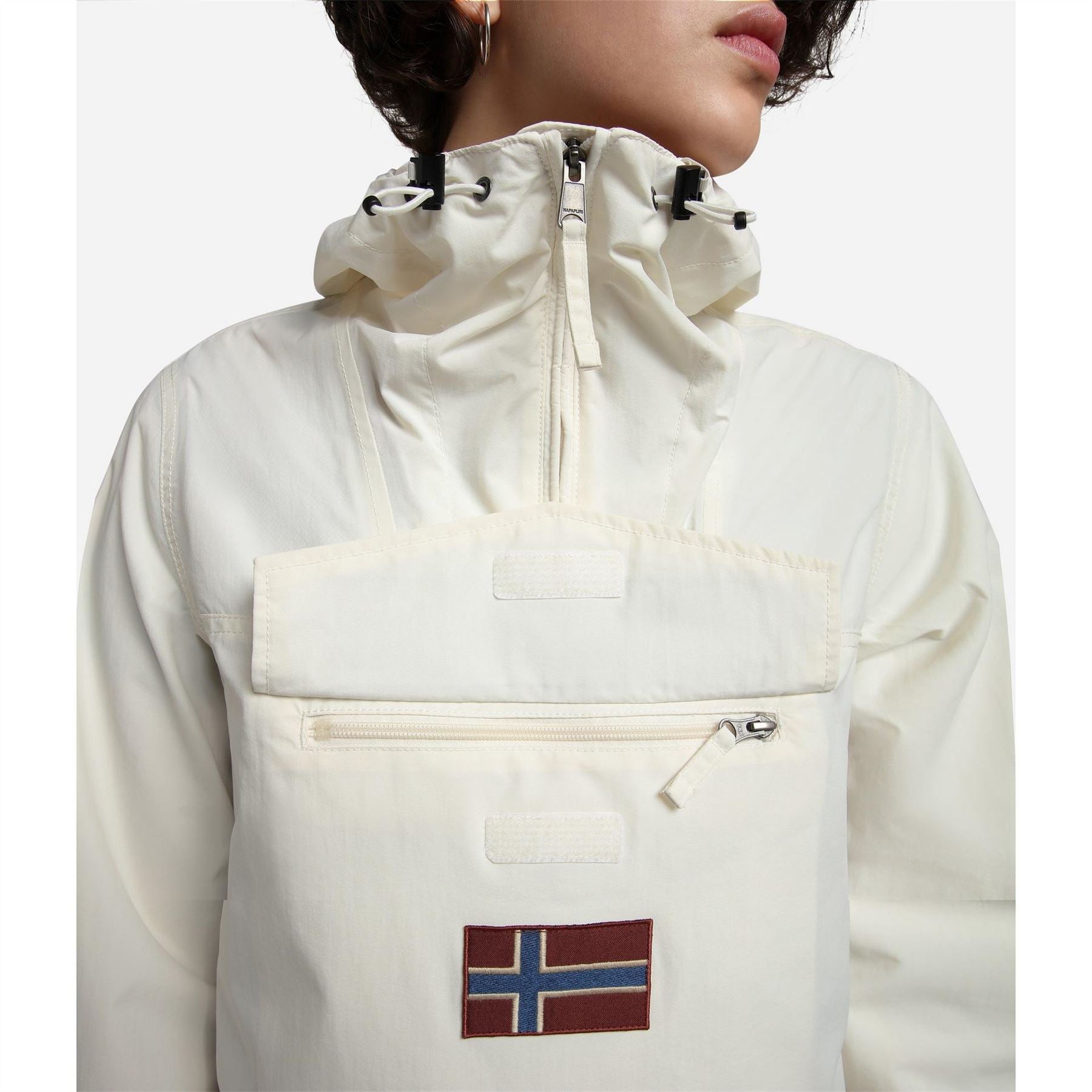 Napapijri Rainforest Water Resistant Hooded Cropped Long Sleeve Rain Anorak