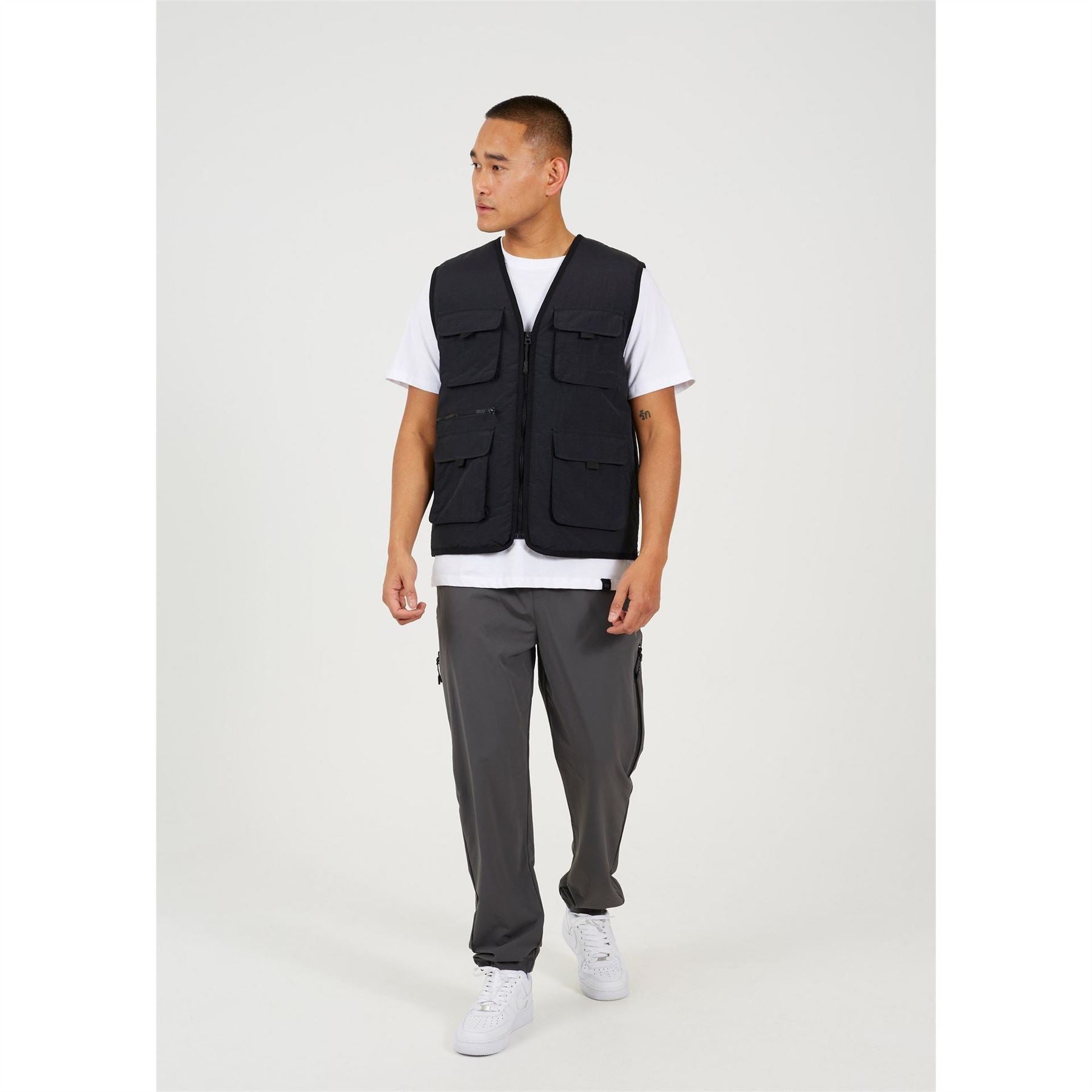 Brave Soul Mens Black Padded Utility Vest