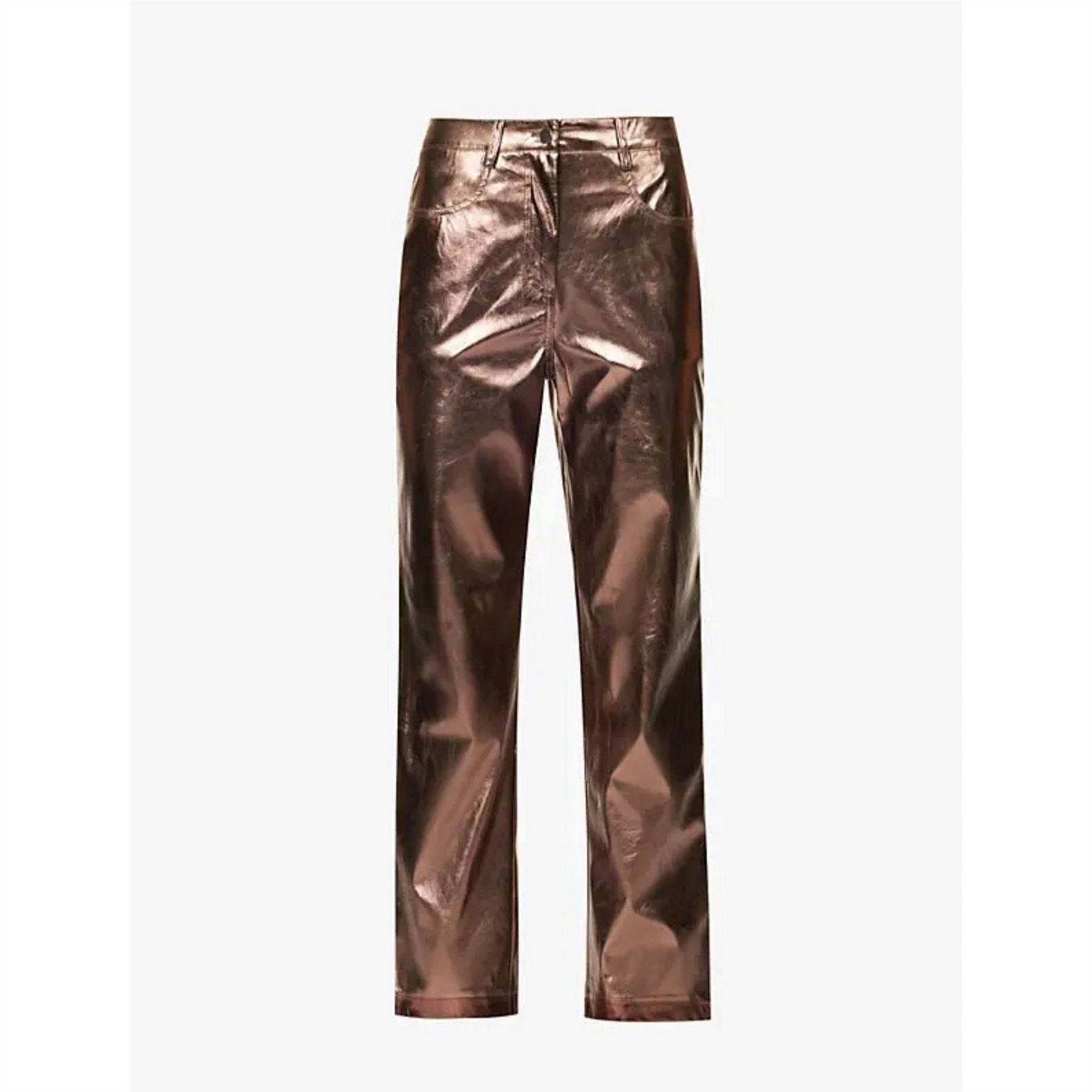 AmyLynn Lupe Metallic Patterned Straight Trousers
