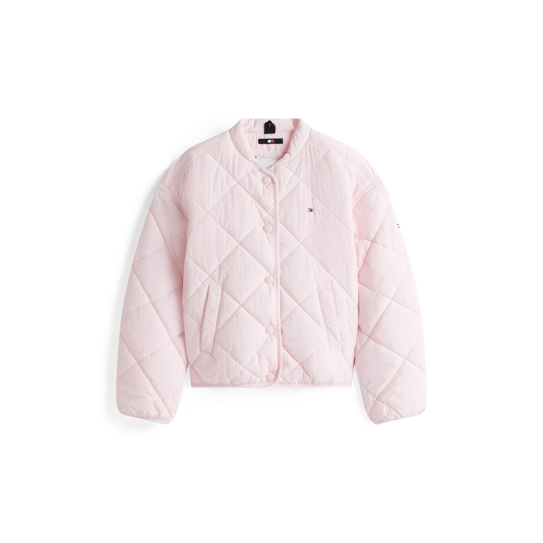 Tommy Hilfiger Solid Patterned Snap Button Puffer Jacket