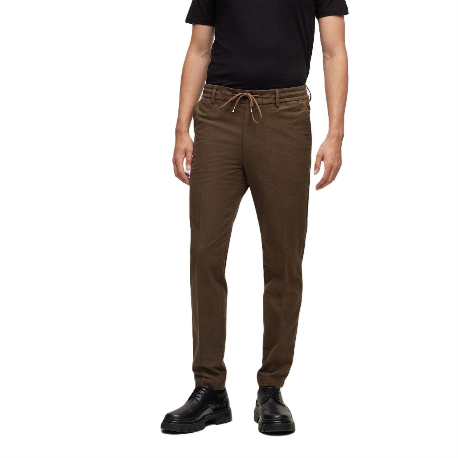 Boss Kane Solid Patterned Straight Trousers