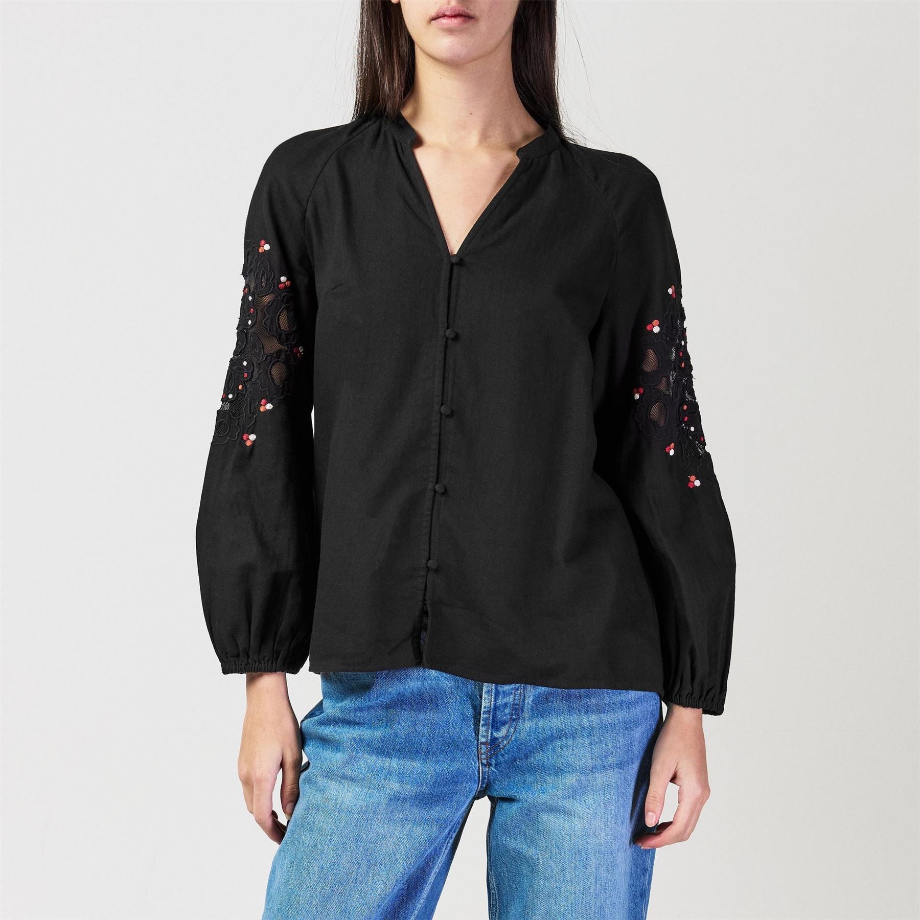 Great Plains Long Sleeve Embroidered Blouse