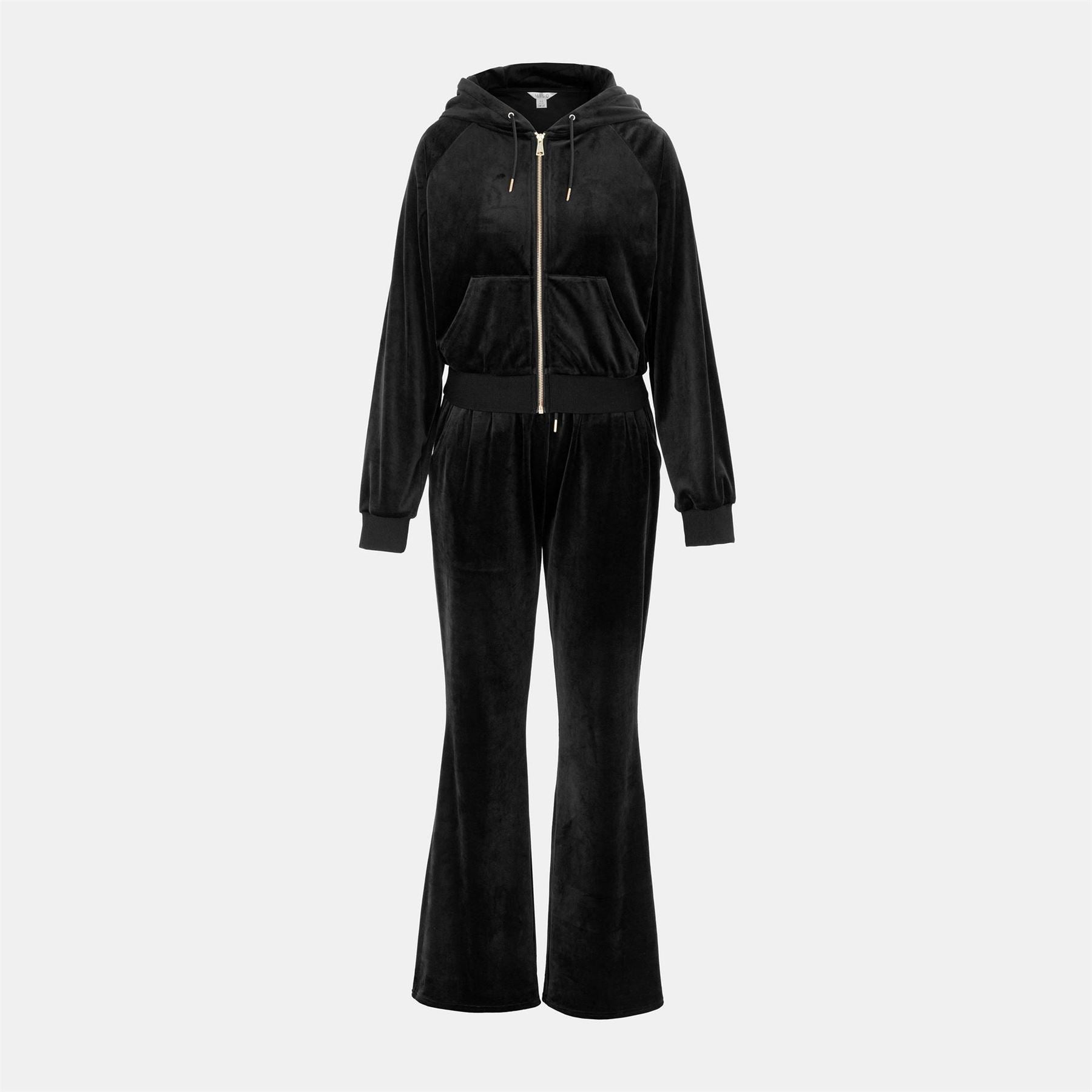 Miso Hooded Zip Neck Long Sleeve Solid Patterned Jumpsuit