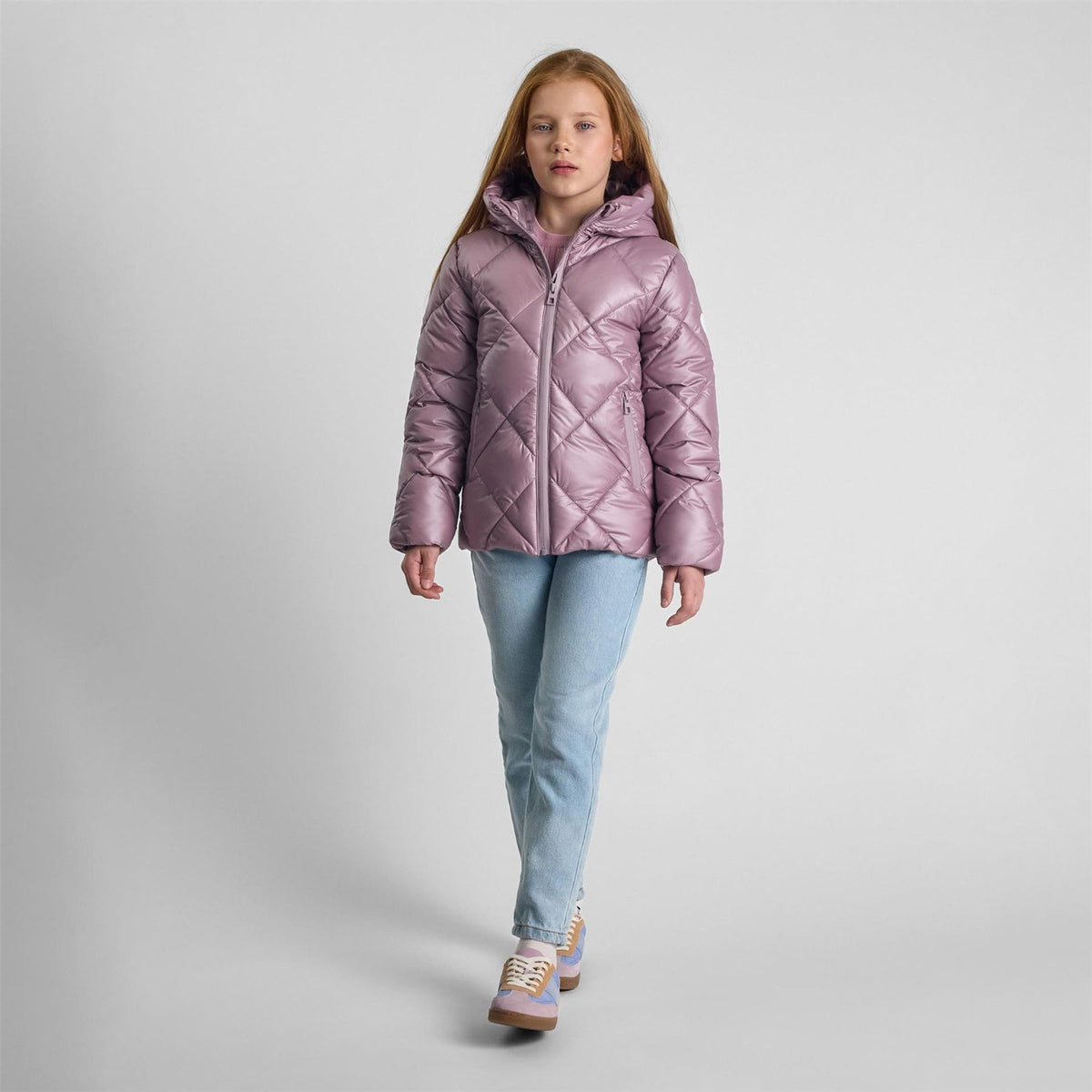 Minoti Girls Quilted Jacket With Hood And Zip Pockets Lilac