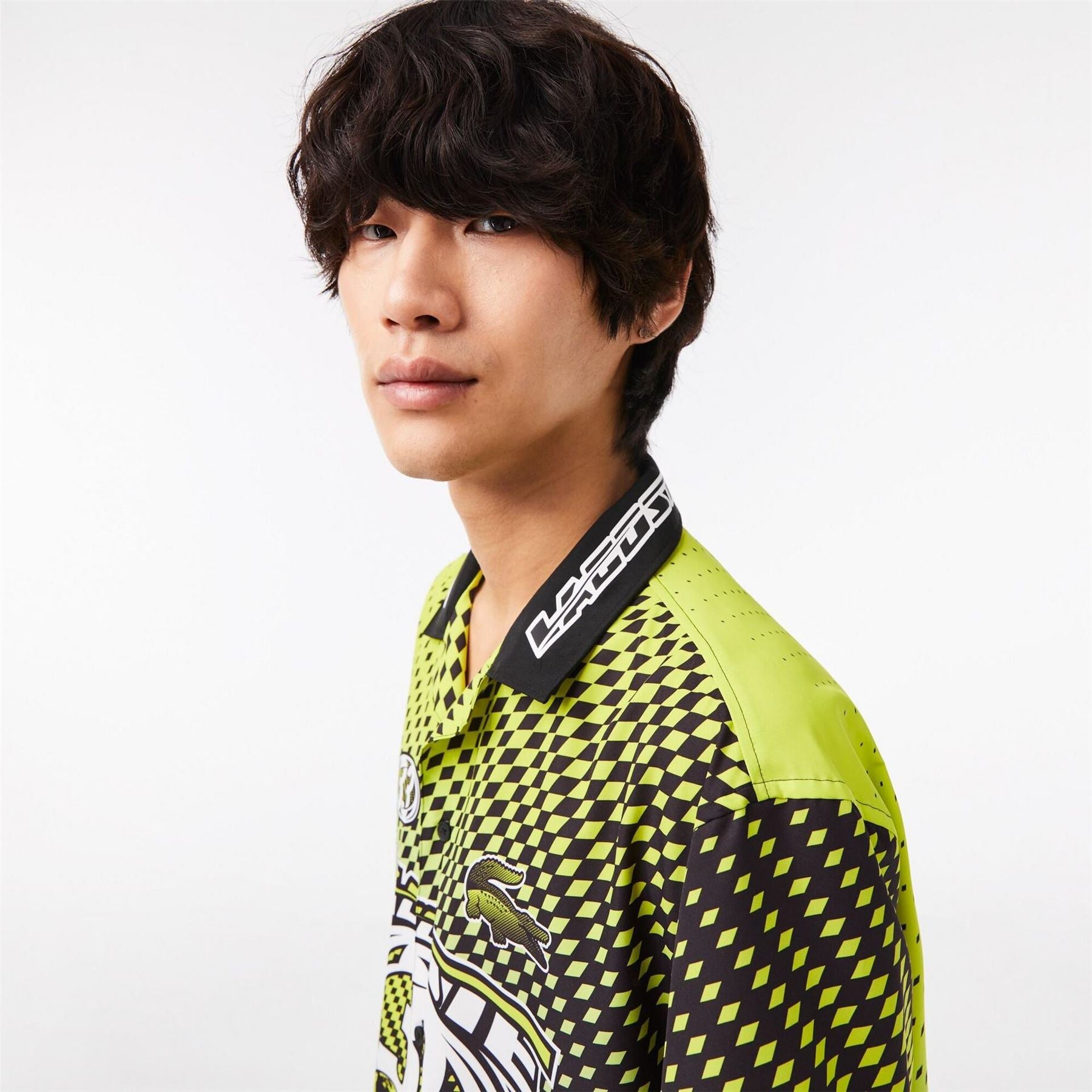 Lacoste Ombre Checkerboard Print Short Sleeve Patterned Shirt