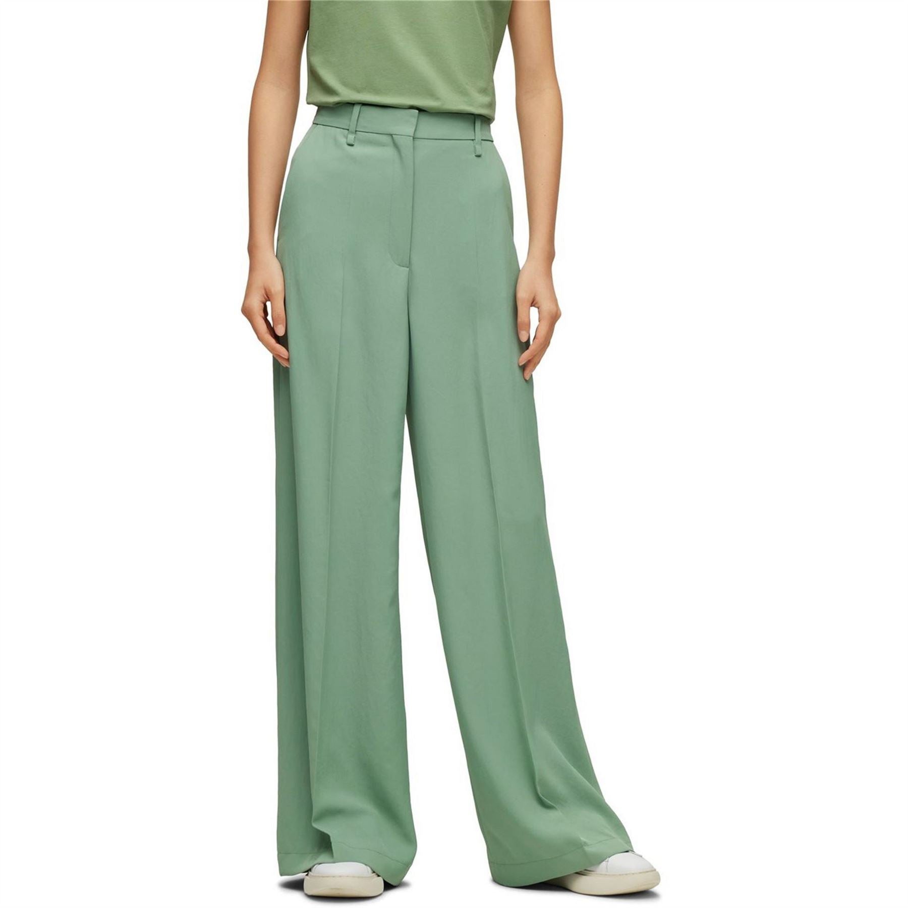 Boss Tikela Solid Patterned Wide Leg Trousers