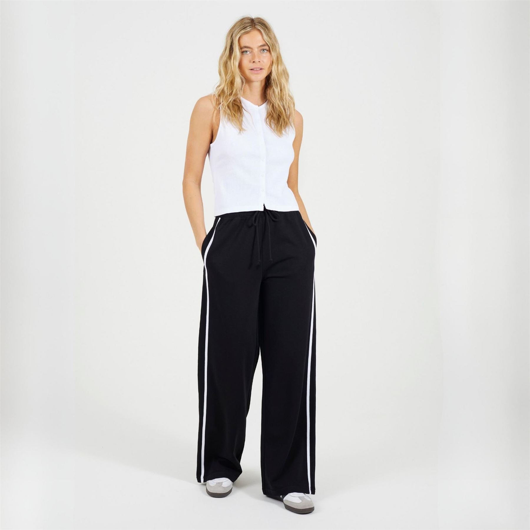 Brave Soul Womens Wide Leg Jogger With Side Stripe Detail