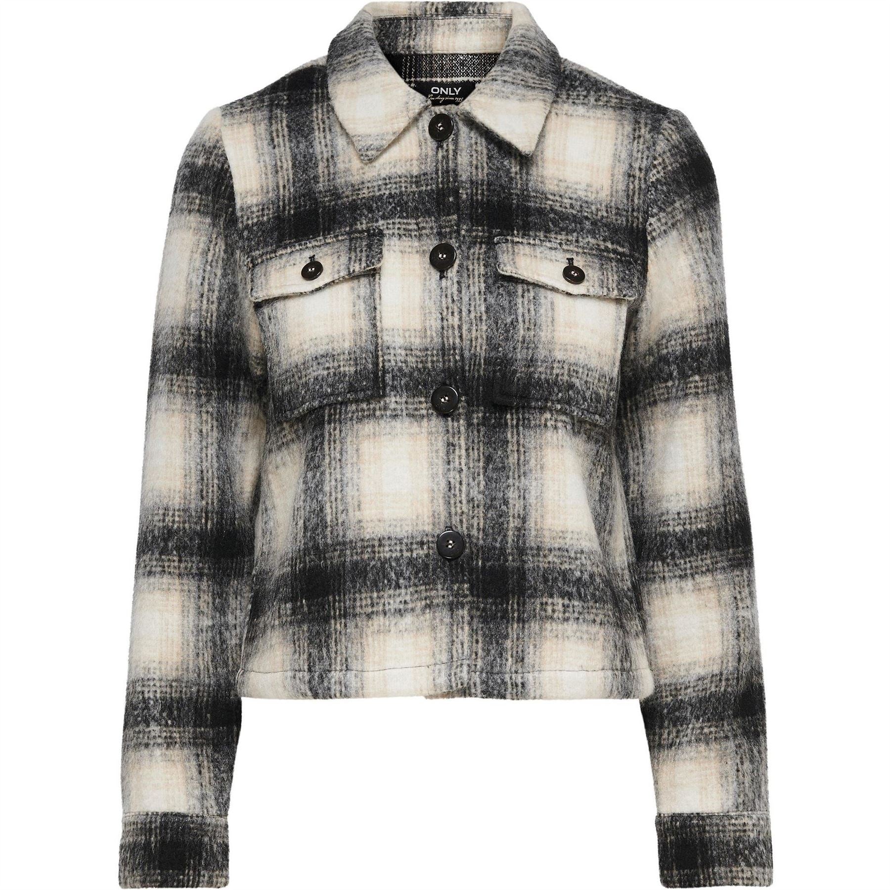 Only Lou Check Collared Shirt Jacket